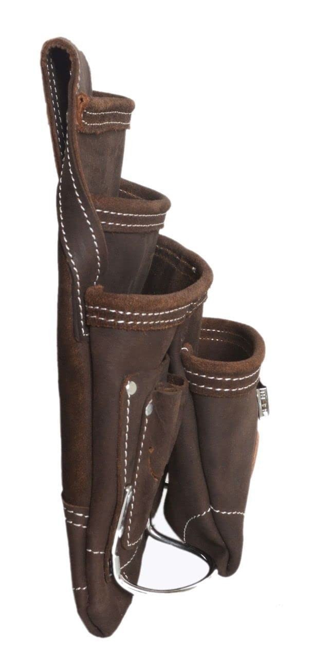 1 PCS 20148 Oil Tan 10 Pocket Top Grain Leather Tool Bag Pouch Work Belt