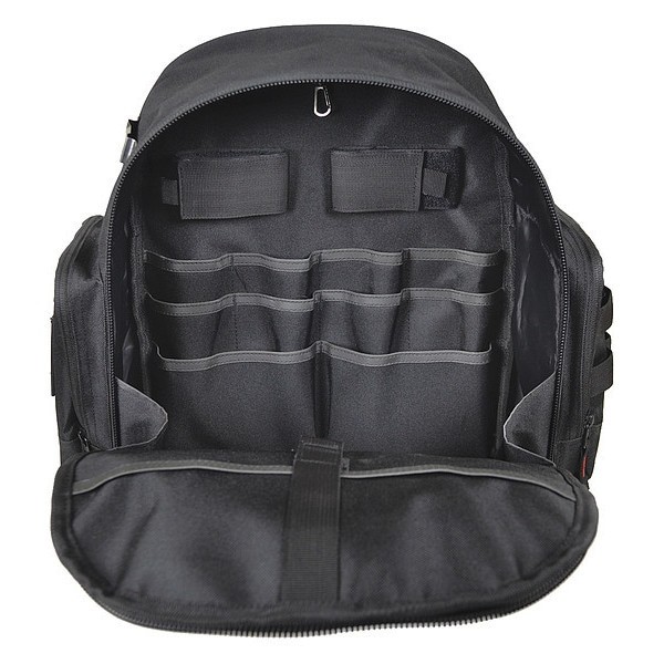 Westward 32Pj49 Tool Backpack, Black, Polyester, 22 Pockets