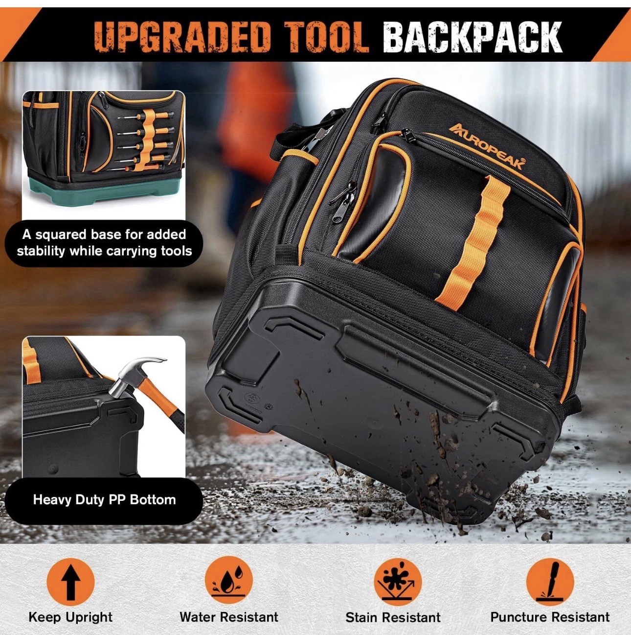 VEVOR Rolling Tool Backpack 72 Pockets Heavy Duty Roller Tool Bag on Wheels