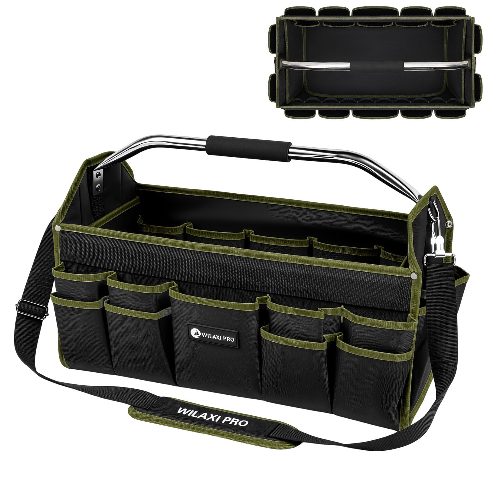 22in Tool Bags For Men Heavy Duty, 33 PCS Pockets Tool Bag Organizer Foldable…