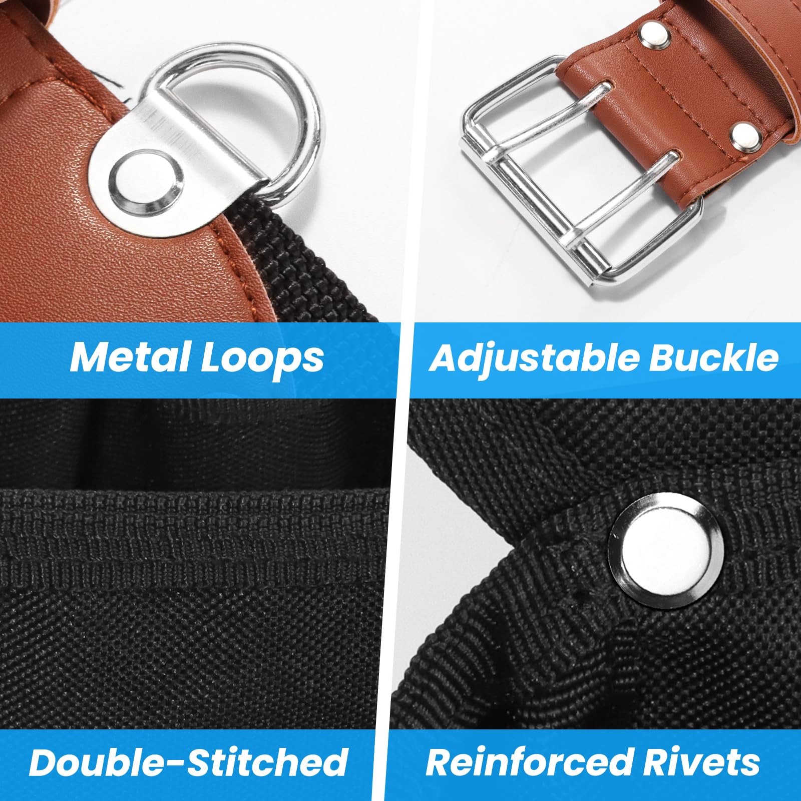 PU Leather Tool Belt, 23 Pockets Work Tools Bag Belts for Men Heavy Duty Wais