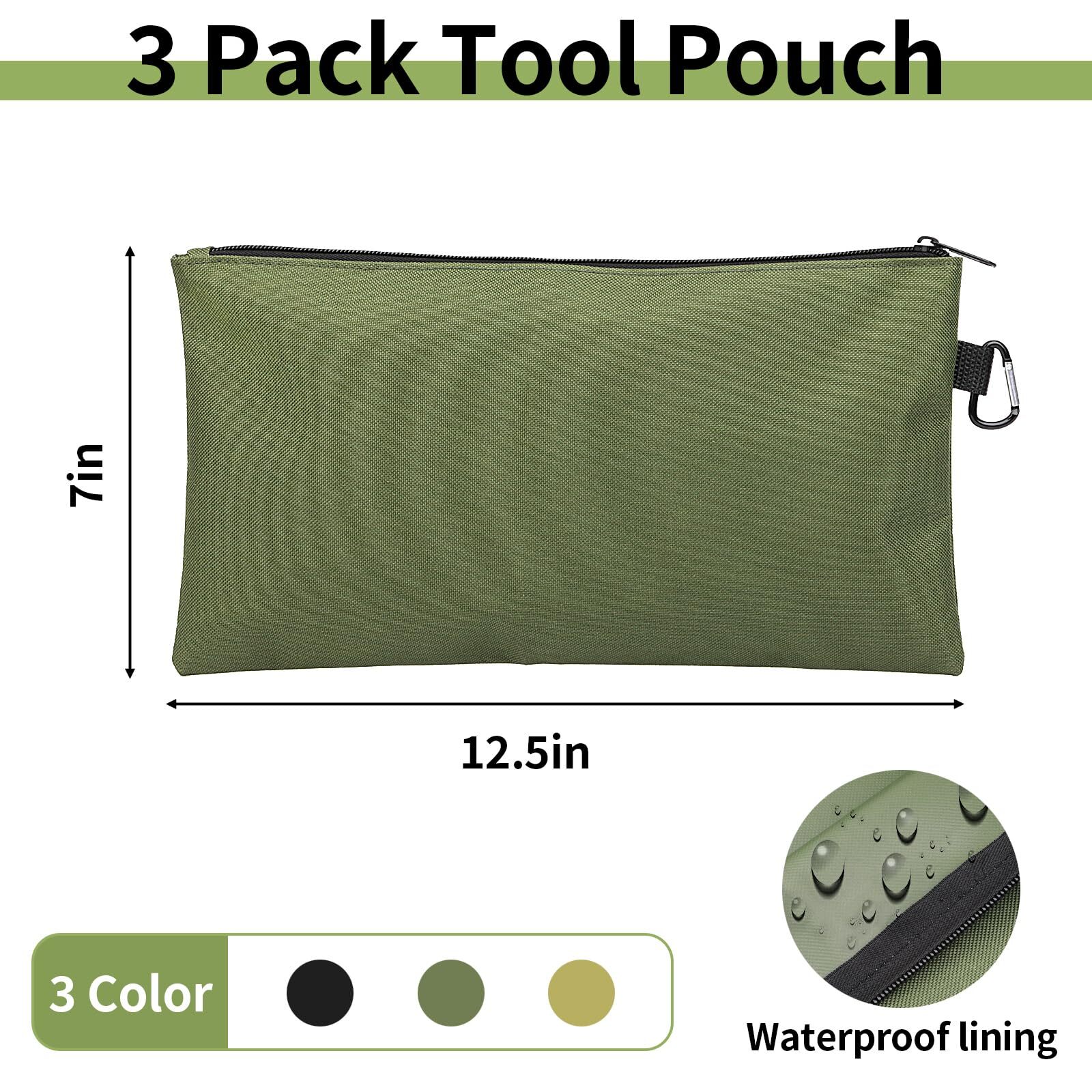 3 Pack Tool Bag Zipper Pouch Utility Multipurpose Storage Organizer
