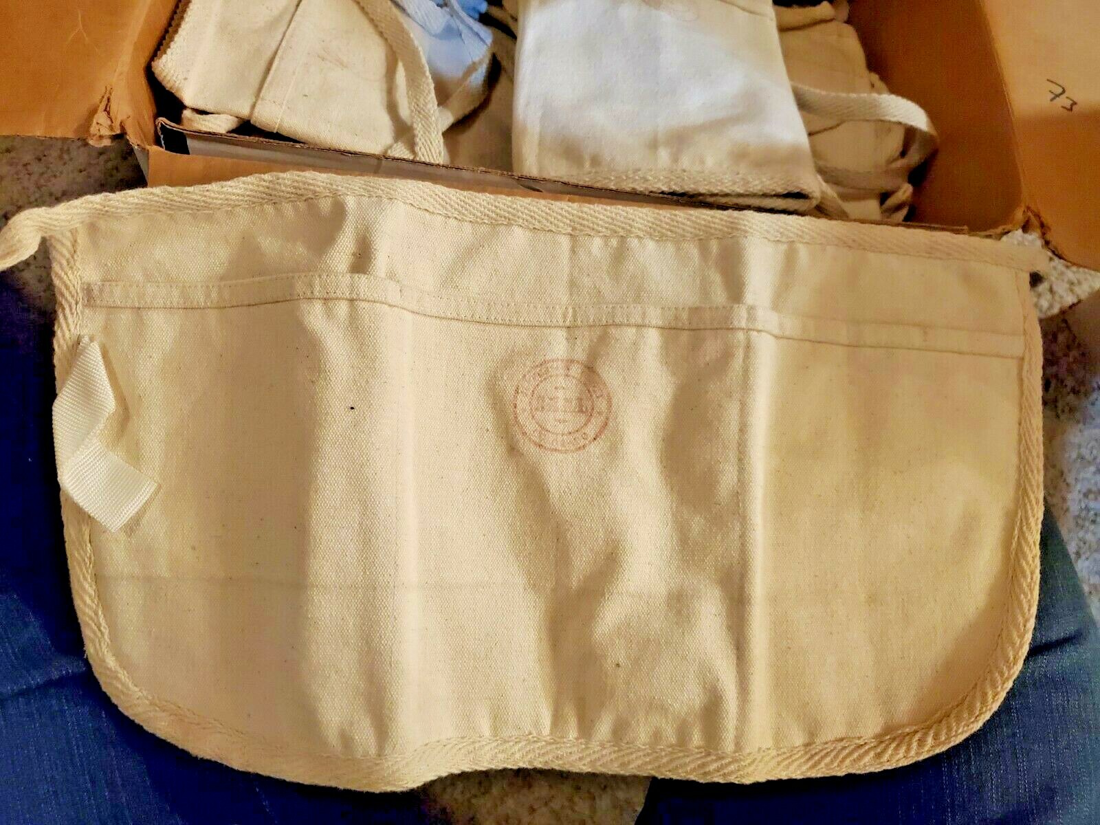 Cotton Half Apron w/3 Pouches + Hammer Loop New Unused 17″ x 9 1/4″ Stamped