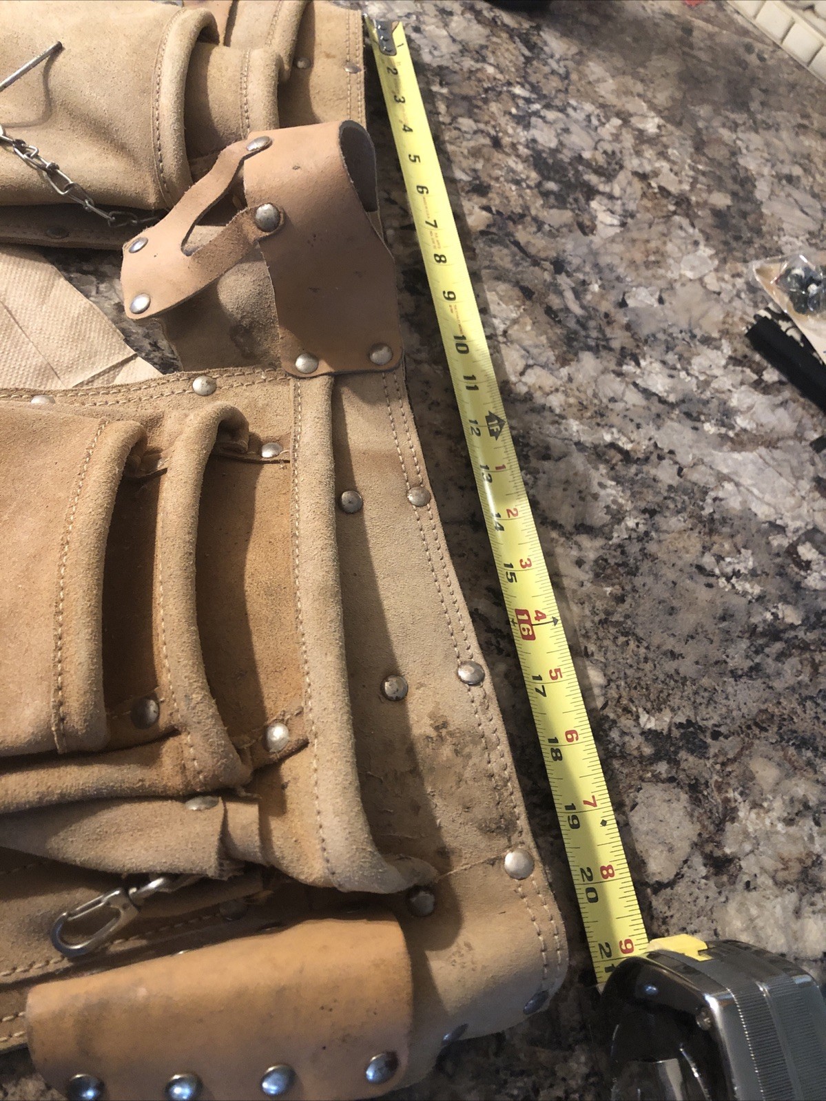 Leather Carpenter Tool Belt Unbranded Heavy Duty USA Made 7 Pockets Adjustable