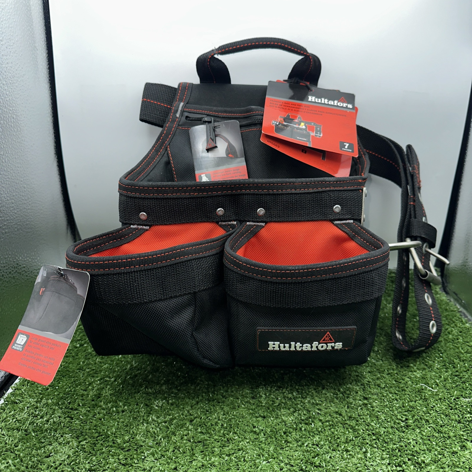 CLC Hultafors Work Gear Ballistic Polyester Tool and Nail Bag W/ Belt Black Red