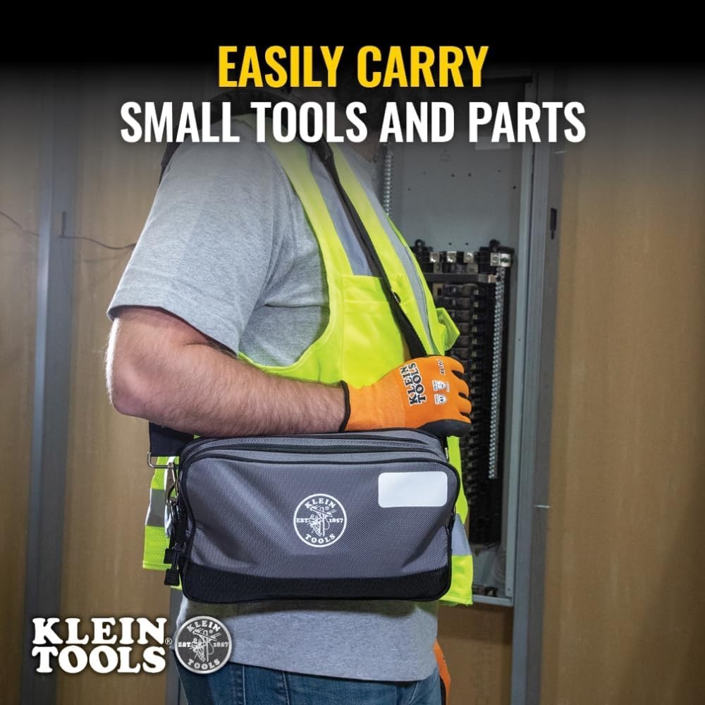 Tool Pouch, Dual Compartments, Heavy-Duty Tool Bag Organizer, Multipurpose Bag.