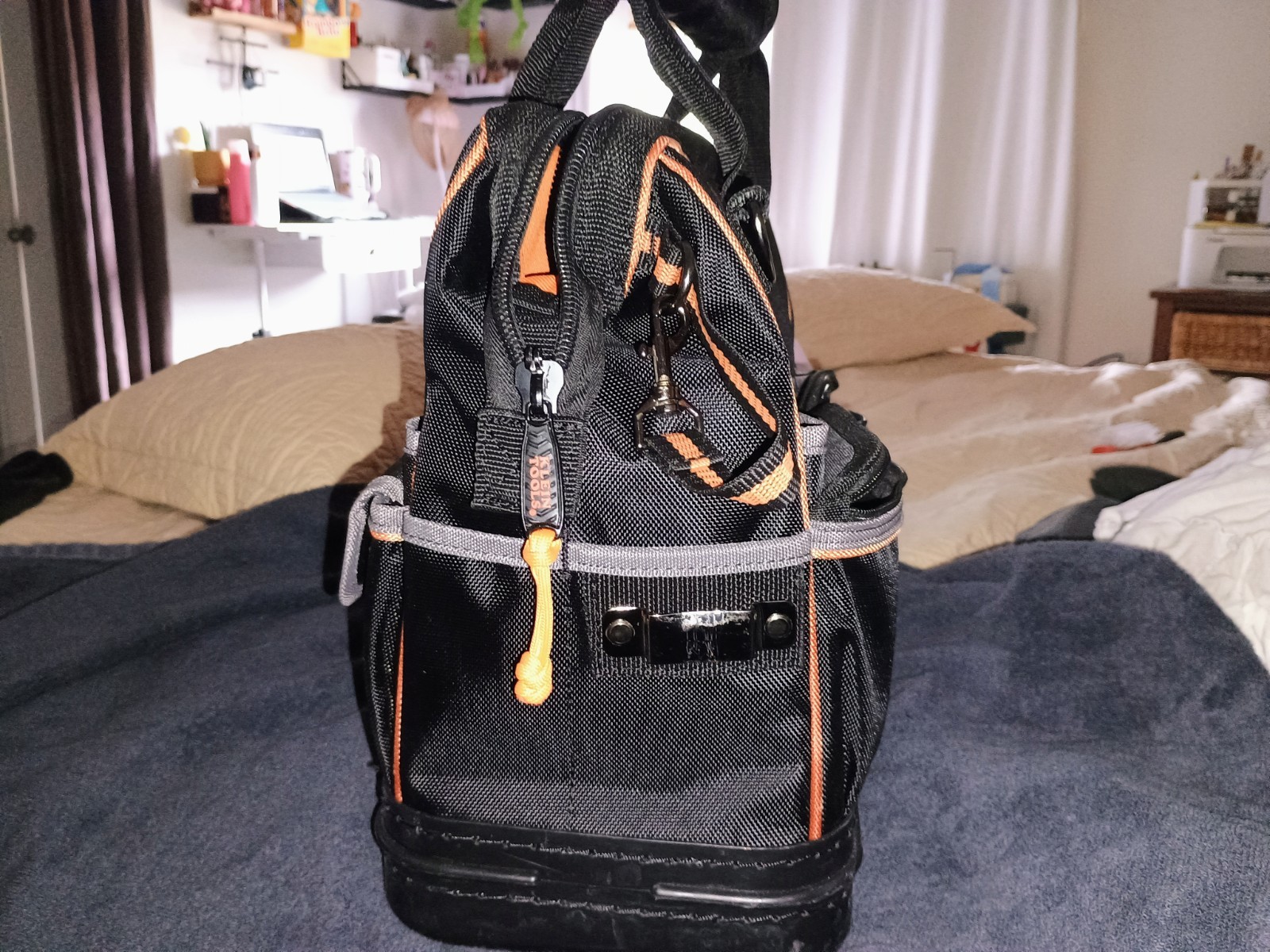 Klein Tools Tradesman Pro Tool Bag 15.25in Black/Orange/Gray 31 Pockets LED