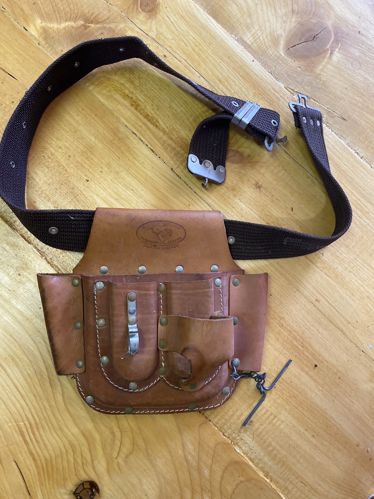 Rooster Leather Tool Belt Heavy Duty Multi Pouch Made in Mexico Adjustable Belt