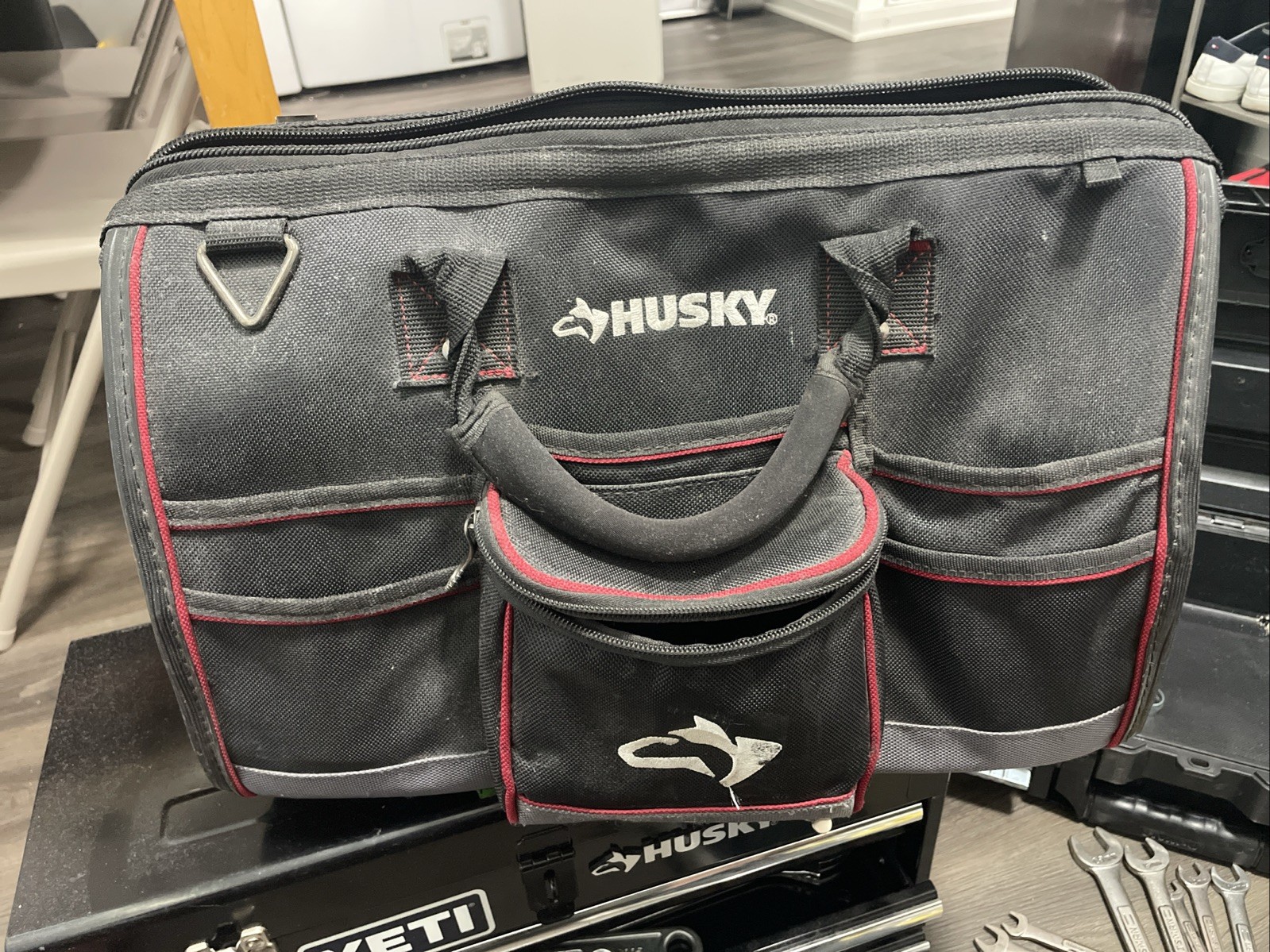 Husky 18″ Large-Mouth Tool Bag Heavy-Duty Multi- Organizer (No Strap) W/Divider