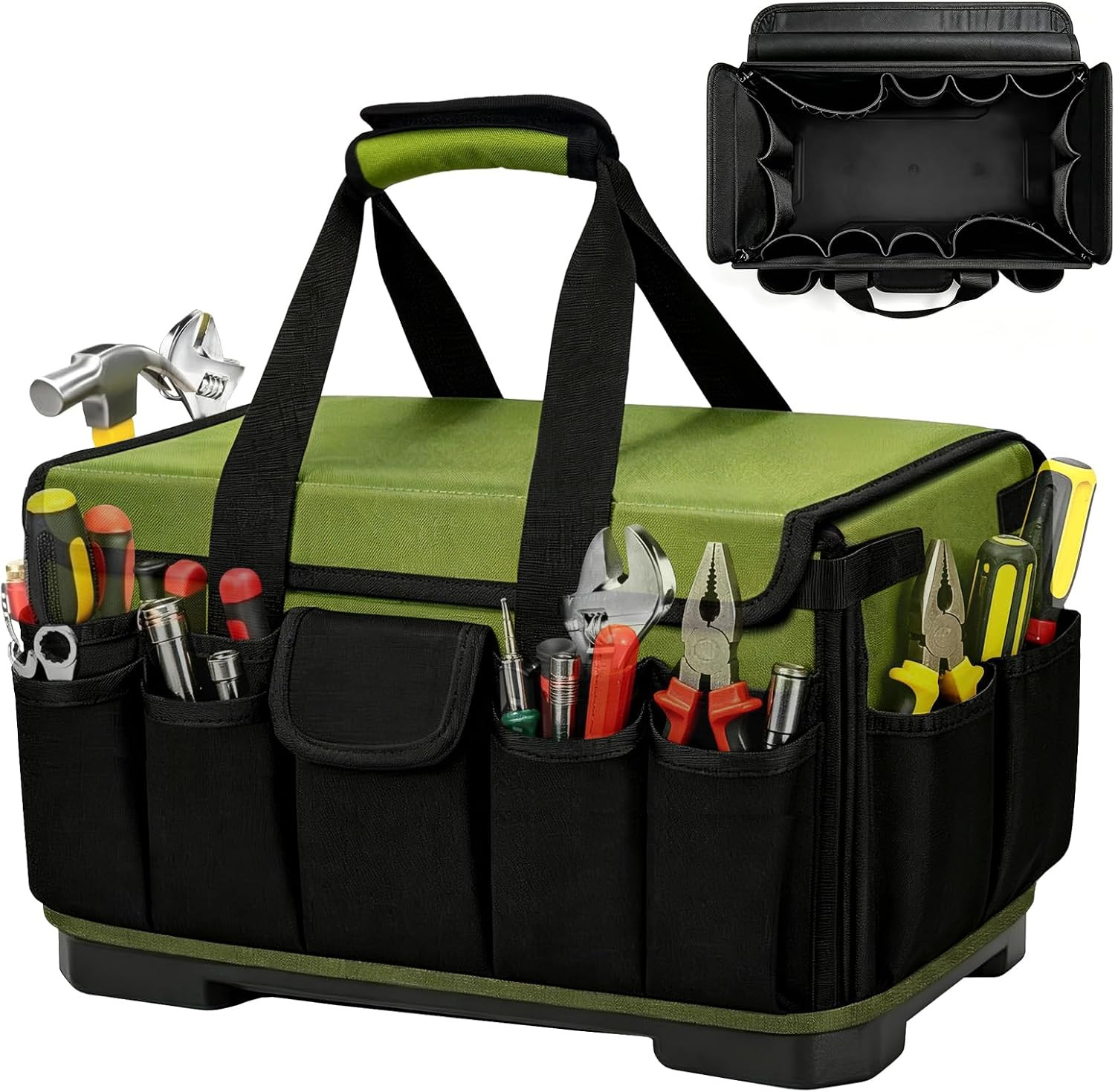 18-Inch Heavy Duty Tool Bag, 45-Pocket Large Capacity Tool Organizer with Hard B
