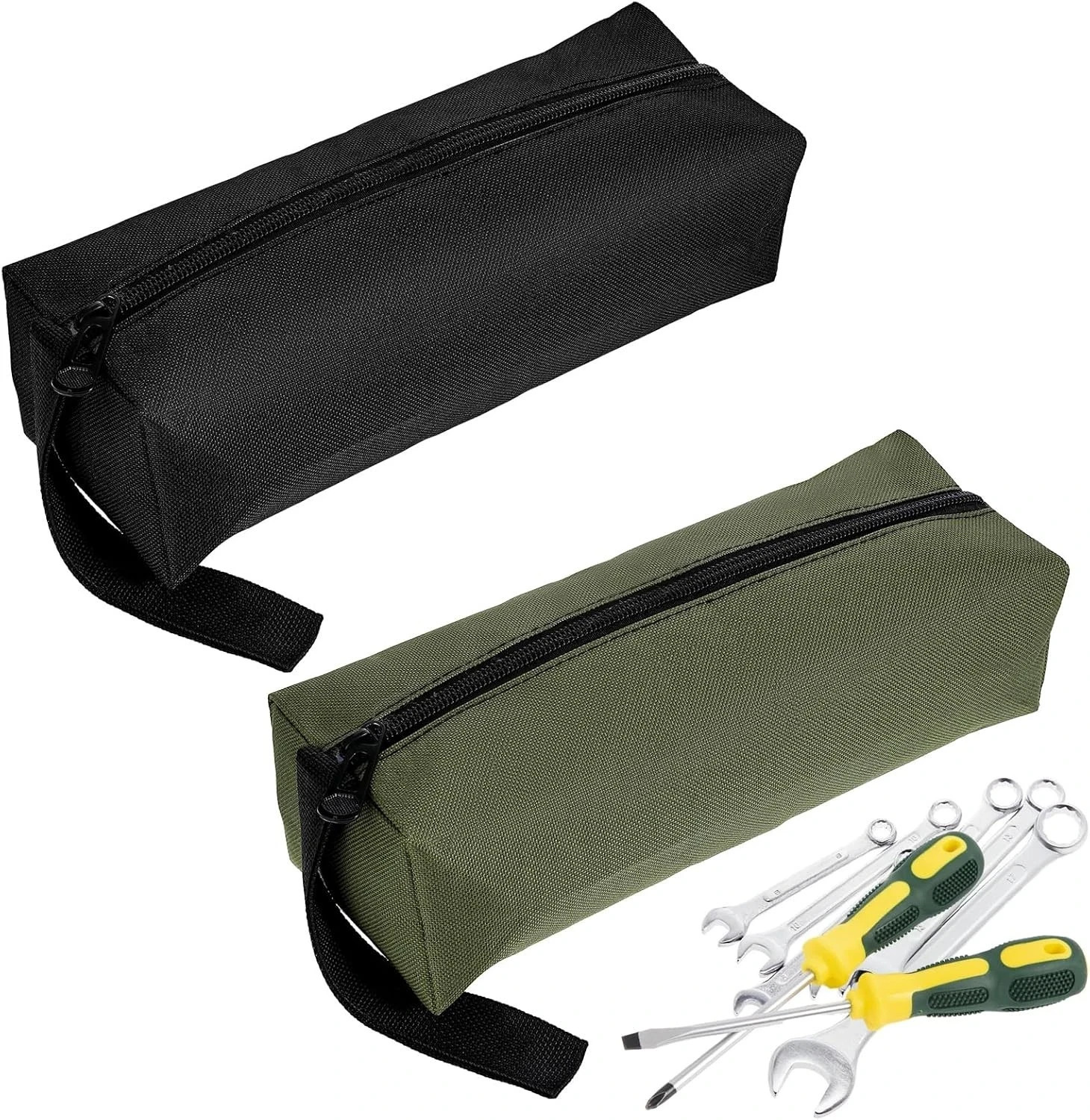 2 Pack Canvas Tool Pouch with Zipper, Tool Pouch Bag, Multi-Purpose Small Zipper