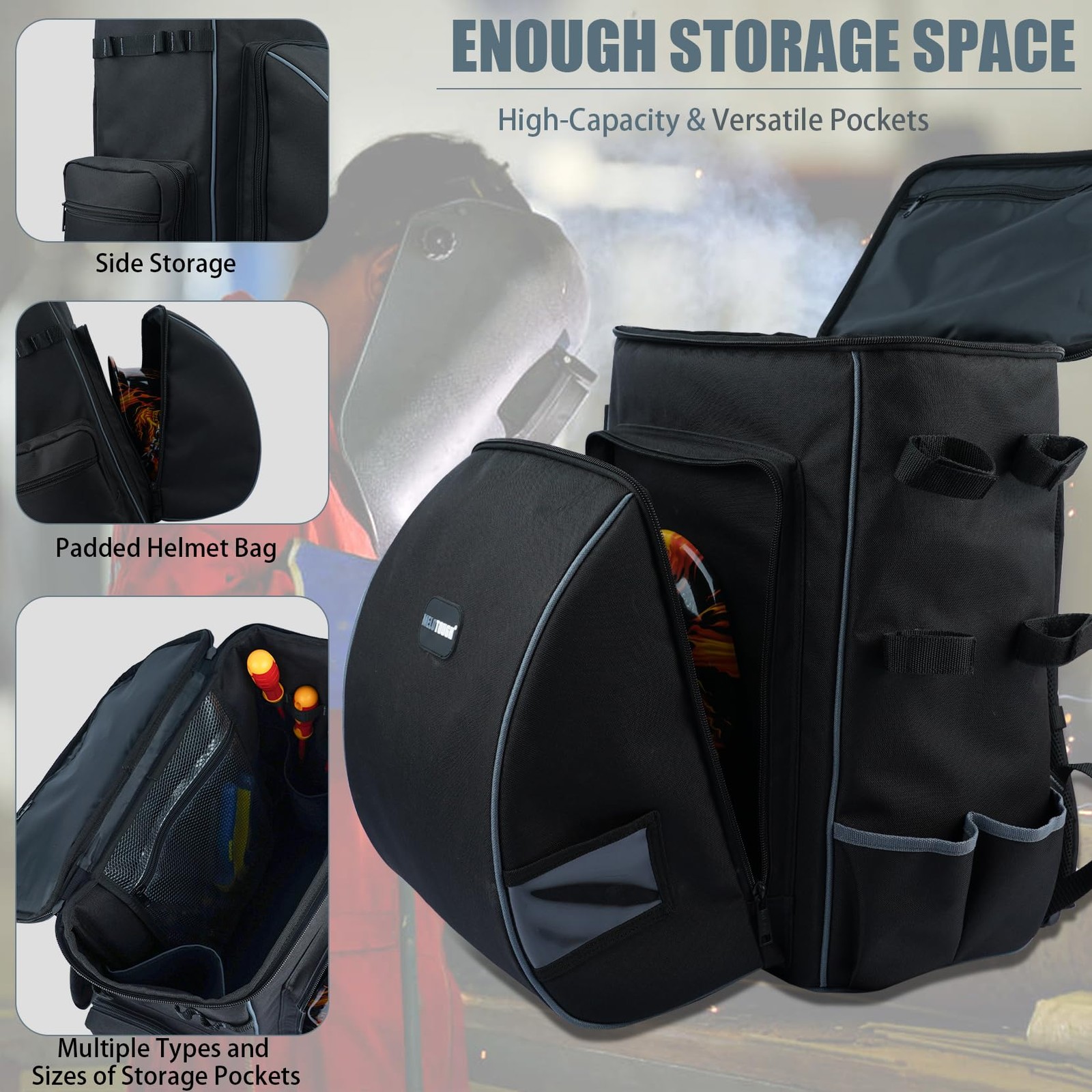 Welding Tool Backpack Large Capacity Welding Bag for Tools and Helmet Extreme Ge