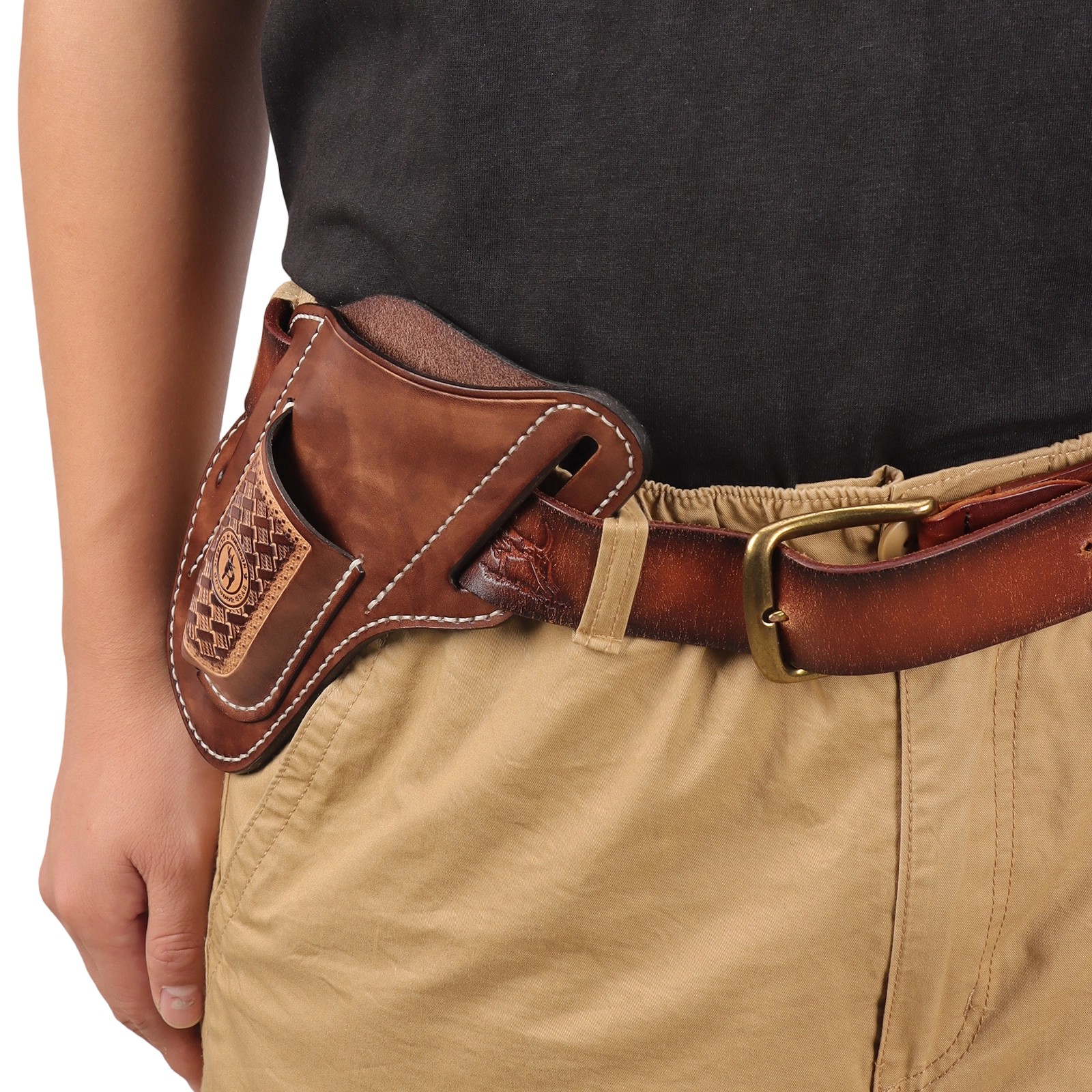 Tourbon Leather 2-in-1 Tool Pouch Folding Knife Pliers Pocket Belt Loop Holster