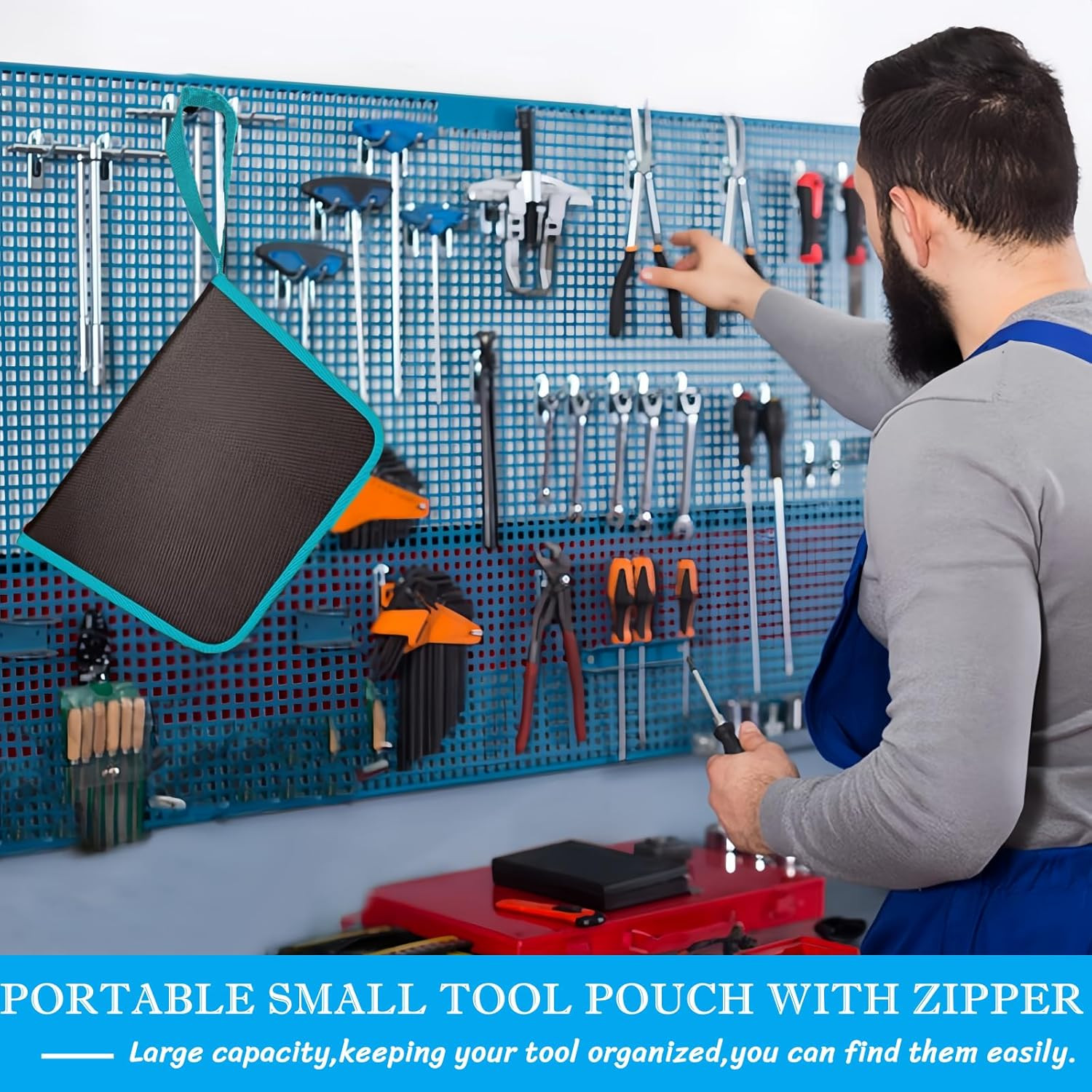 Tool Bag Organizer, Oxford Tool Case Hardboard Kit, Portable Small Tool Pouch wi