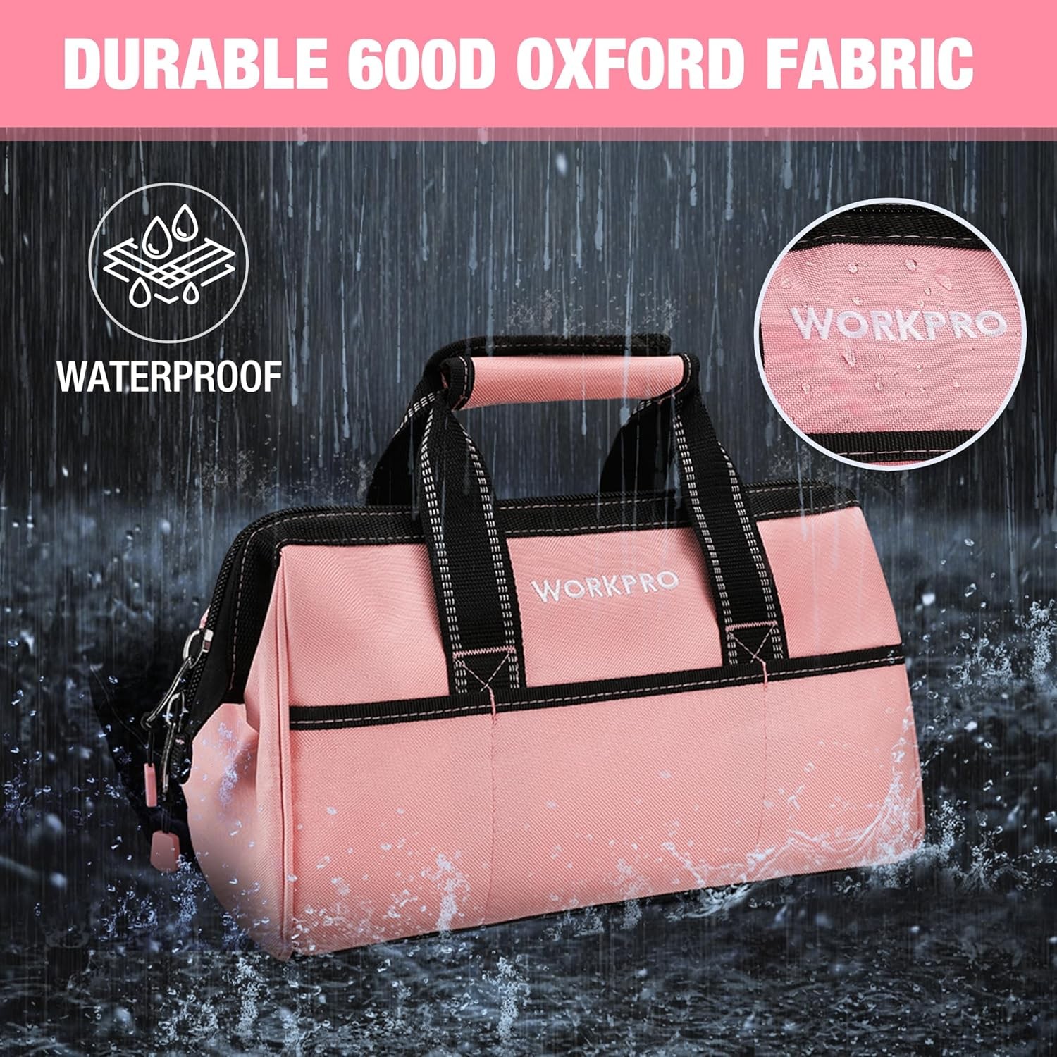 WORKPRO 13-inch Tool Bag Wide Mouth Tool Tote Bag with Inside Pockets Tool Bag