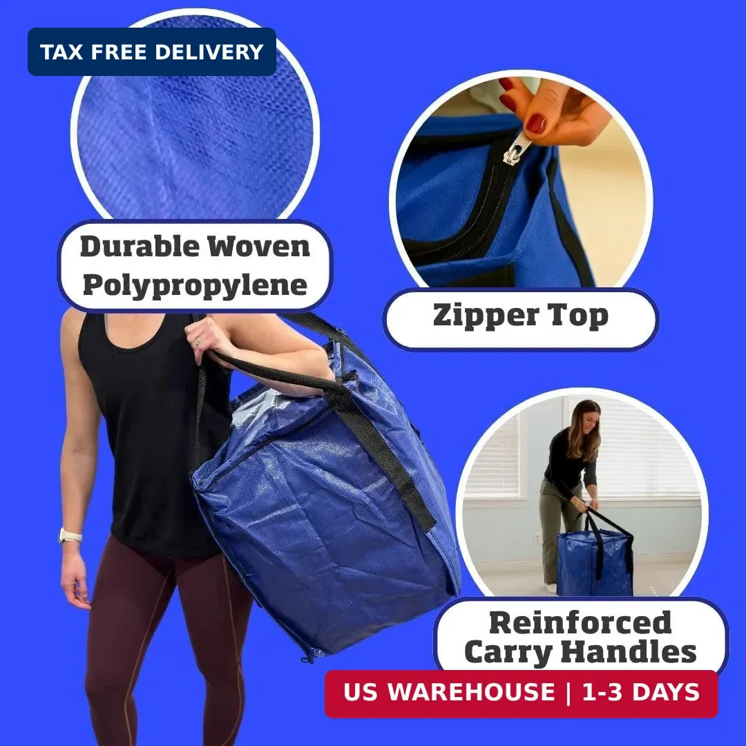 DURASACK Heavy Duty Storage Tote Bag with Zipper Top 22-Gallon Rugged Woven Poly