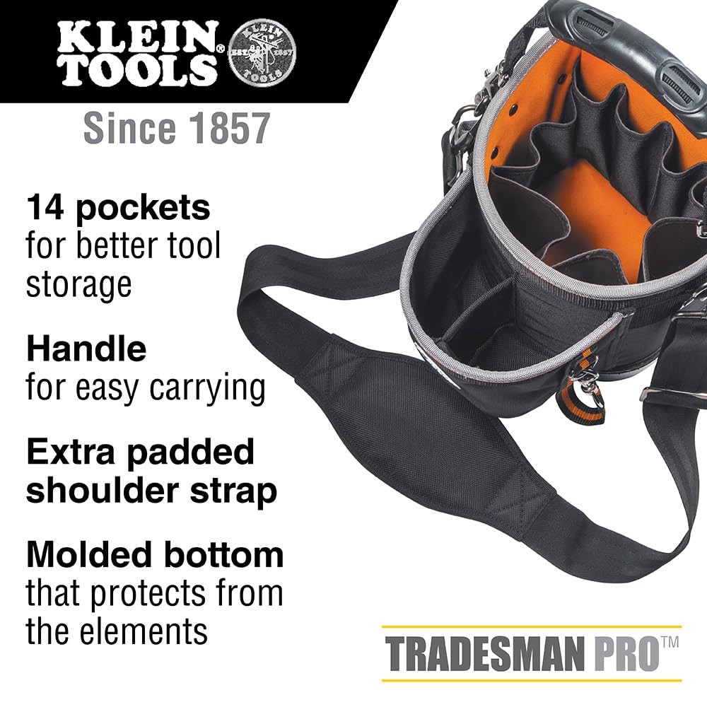 Klein Tools 55419SP14 Tool Bag with Shoulder Strap Has 14 Pockets for Tool St…