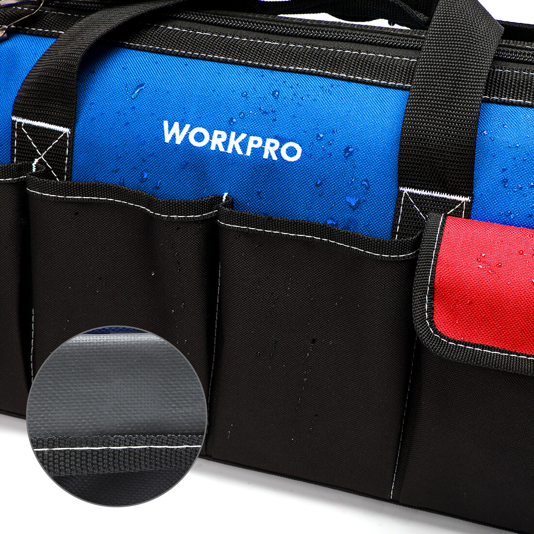 WORKPRO 18″ Storage Tool Bag Sturdy Bottom Close Top Wide Mouth w/Shoulder Strap