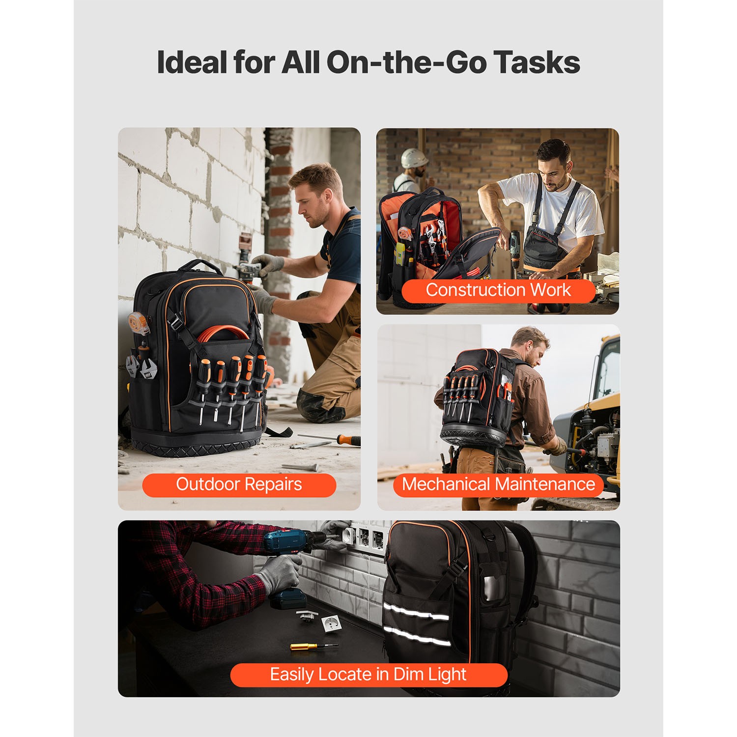 Uimoso Tool Backpack with 65 Pockets, Durable and Ideal for Electricians
