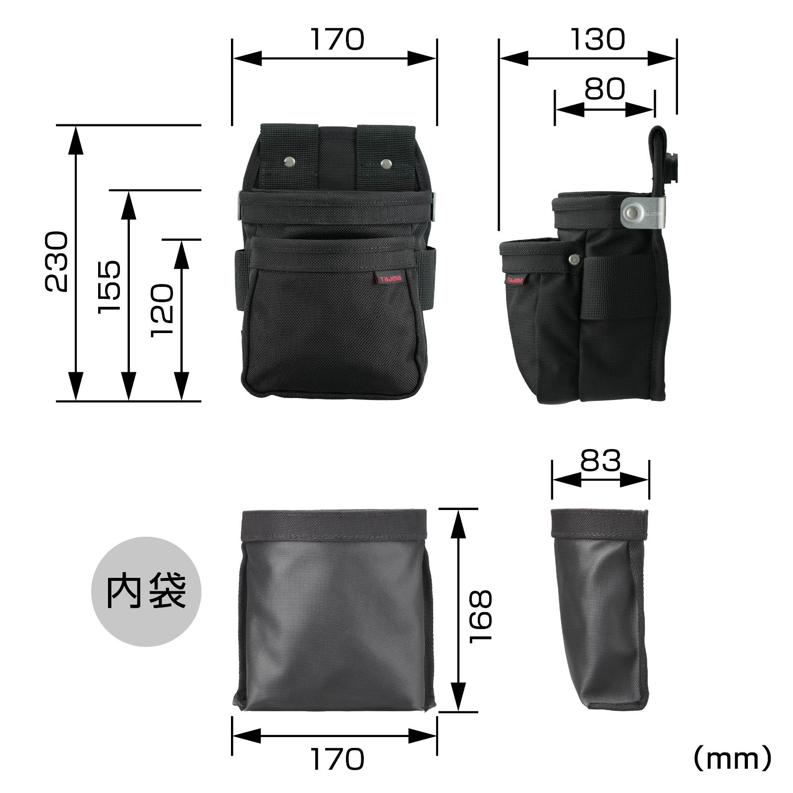 TAJIMA Waist Tool Holder Nail Pouch 2-Tier S Size SFKBNC-2S2H VIETNAM