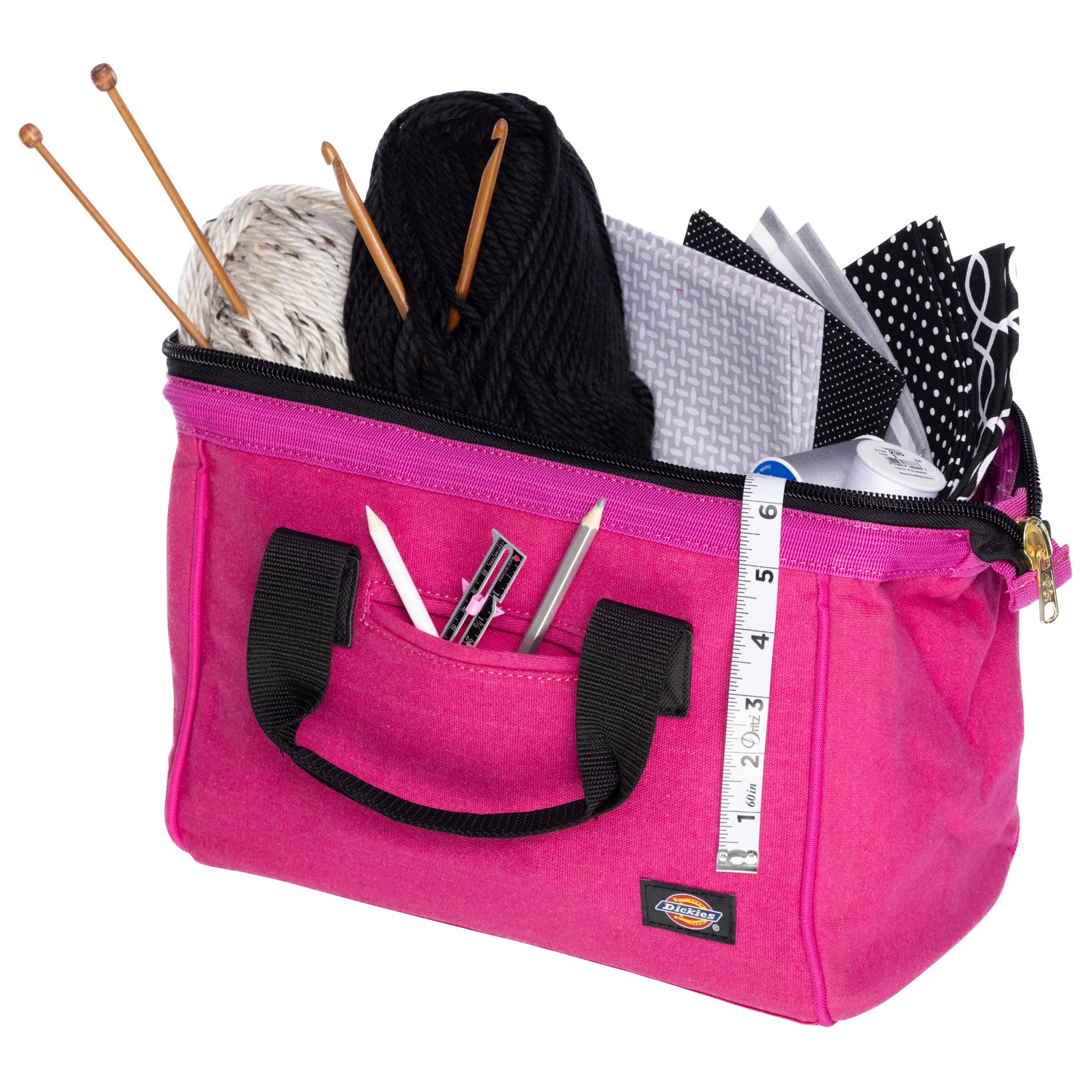 Womens Tool Accessory Tote Bag 12 inch with Zipper Closure Pink Dickies 57148