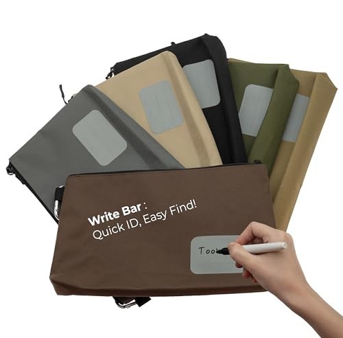 Multipurpose Heavy-Duty Tool Pouch Zipper Bag – 12″ Flat Bottom Storage (6 Pack)