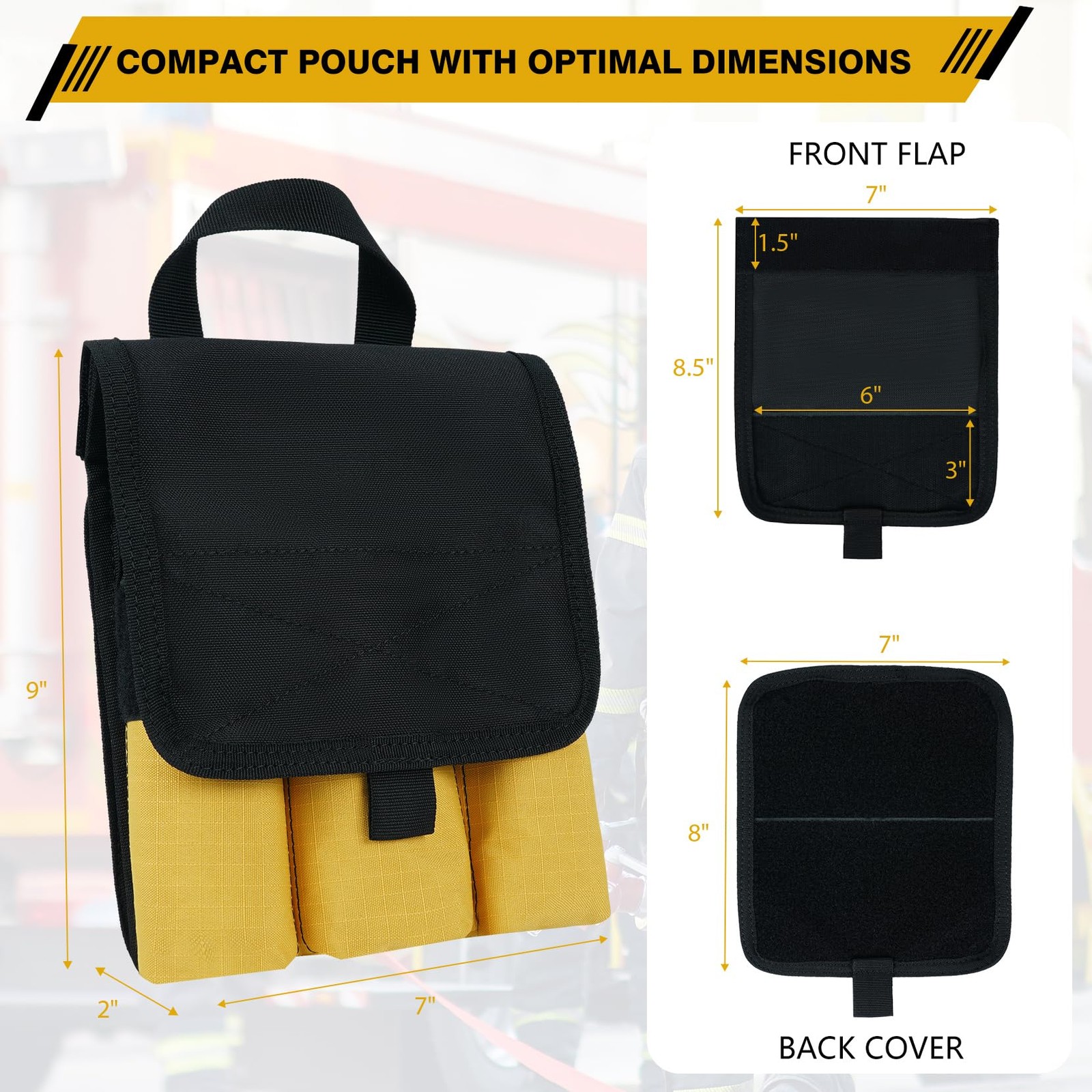 7Pocket Firefighter Tool Pouch Carry Handle Flap Fits Bunker Gear Organizer