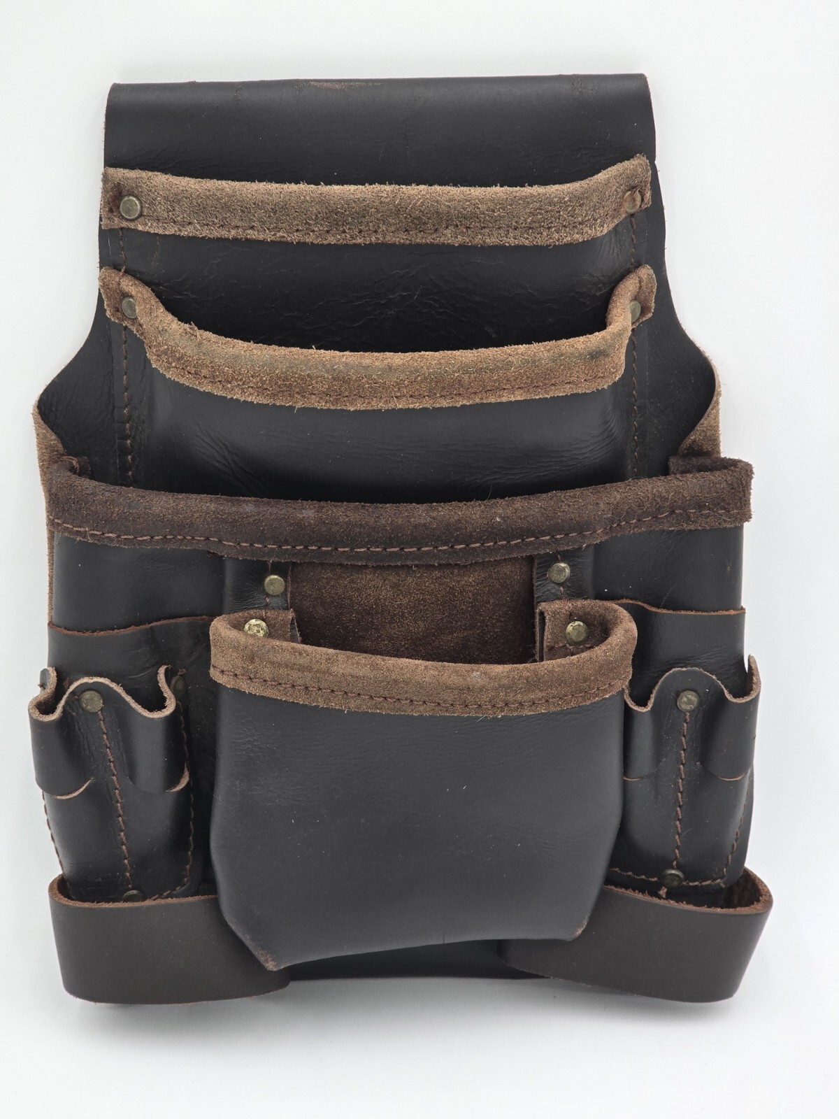 Leather Tool Belt Pouch 9”x11” Dark Brown Tan Genuine Leather High Quality