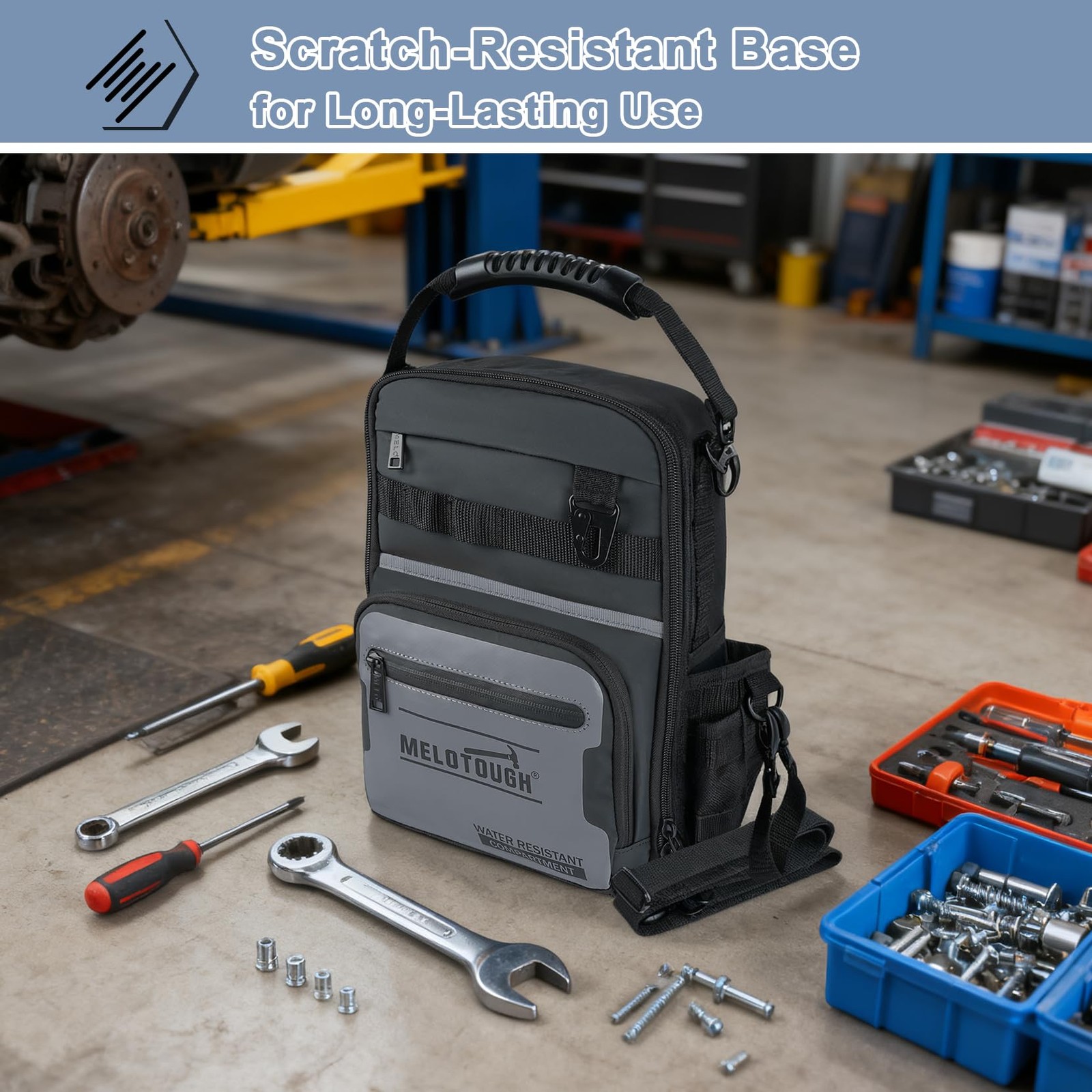 MELOTOUGH Small Tool Backpack for Men 30 11″L x 5.5″W x 13.6″H, Grey