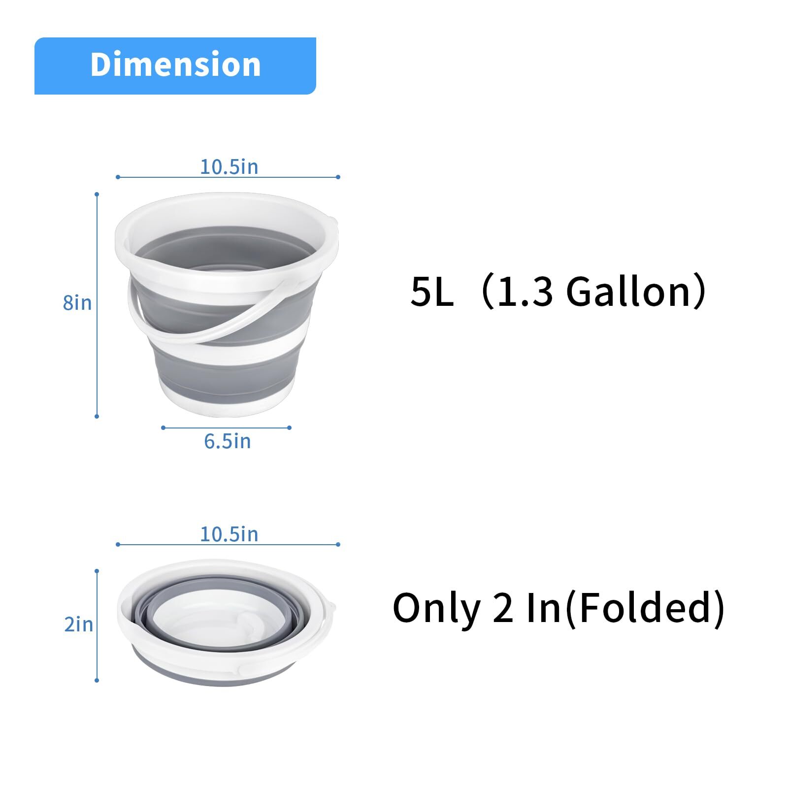 Collapsible Bucket 5l 1.3gallon Small Cleaning Bucket Mop Buckets For Household