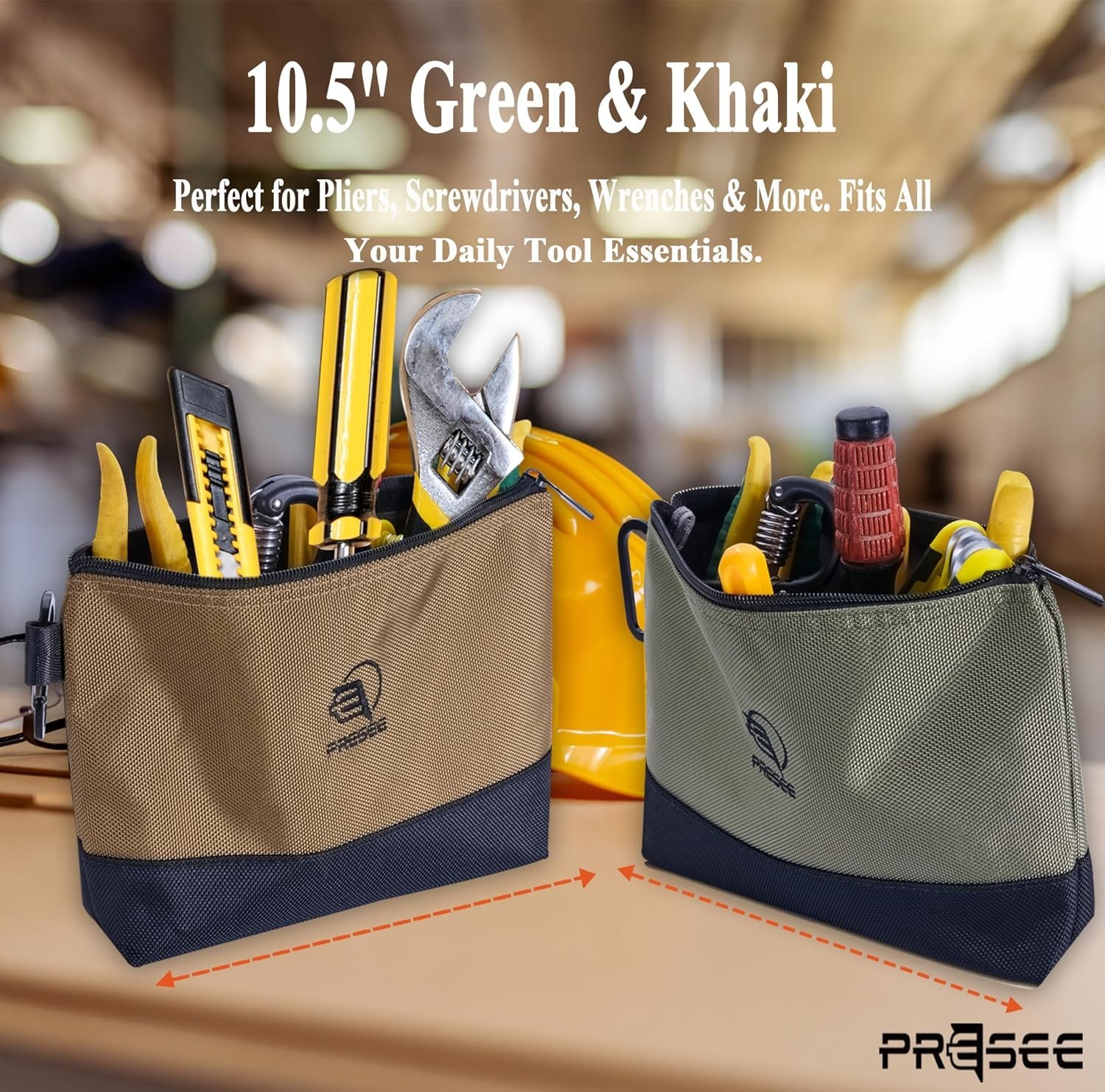 Waterproof 10.5 Inch Tool Bag – Heavy-Duty Zipper Pouch with Carabiner Handle