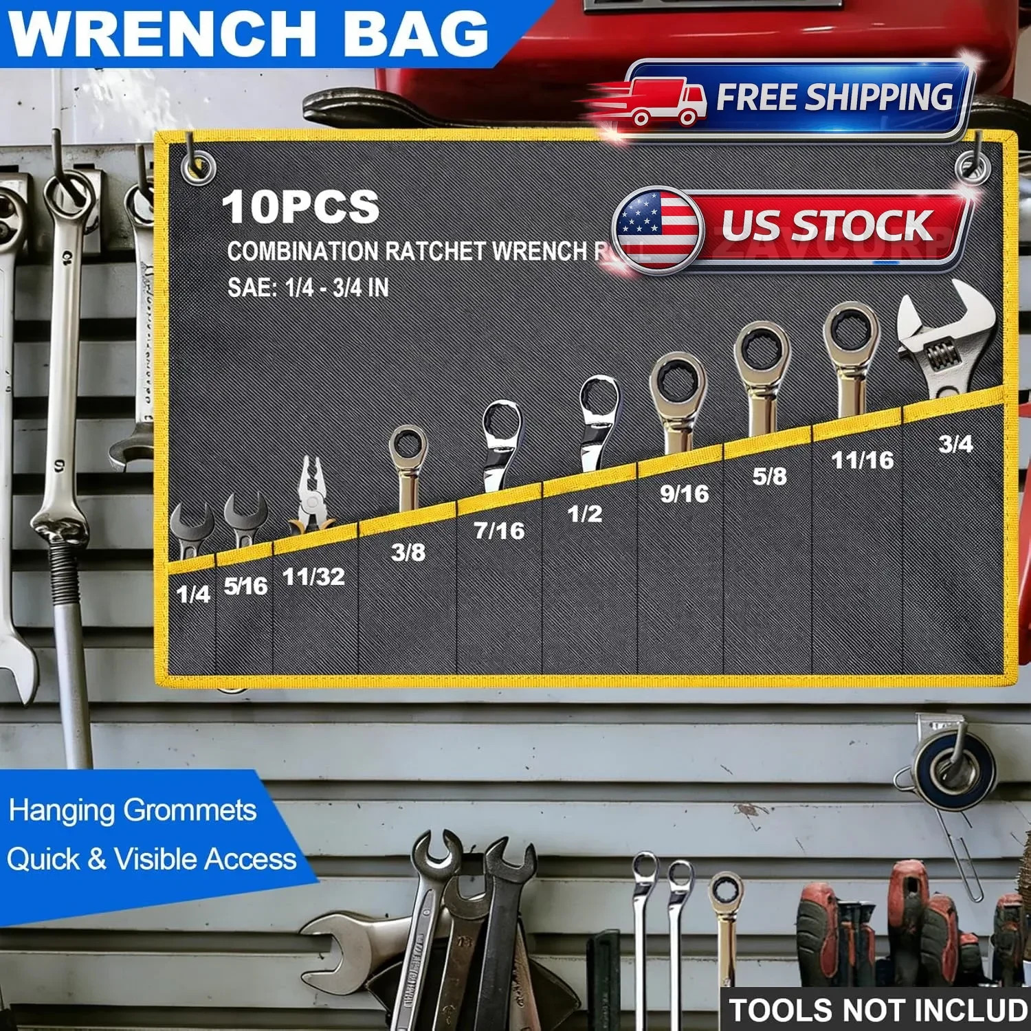 Tool Pouch, Roll-Up Storage Bag for Hand Tools & Wrenches