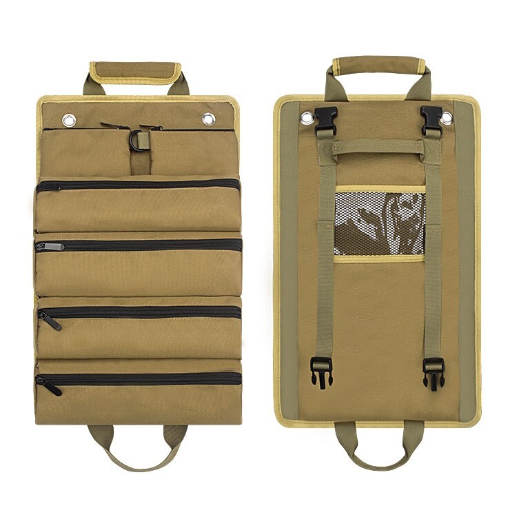 Heavy Duty Canvas Roll Up Large Storage Tool Bag Pouches Organizer 6 Pockets