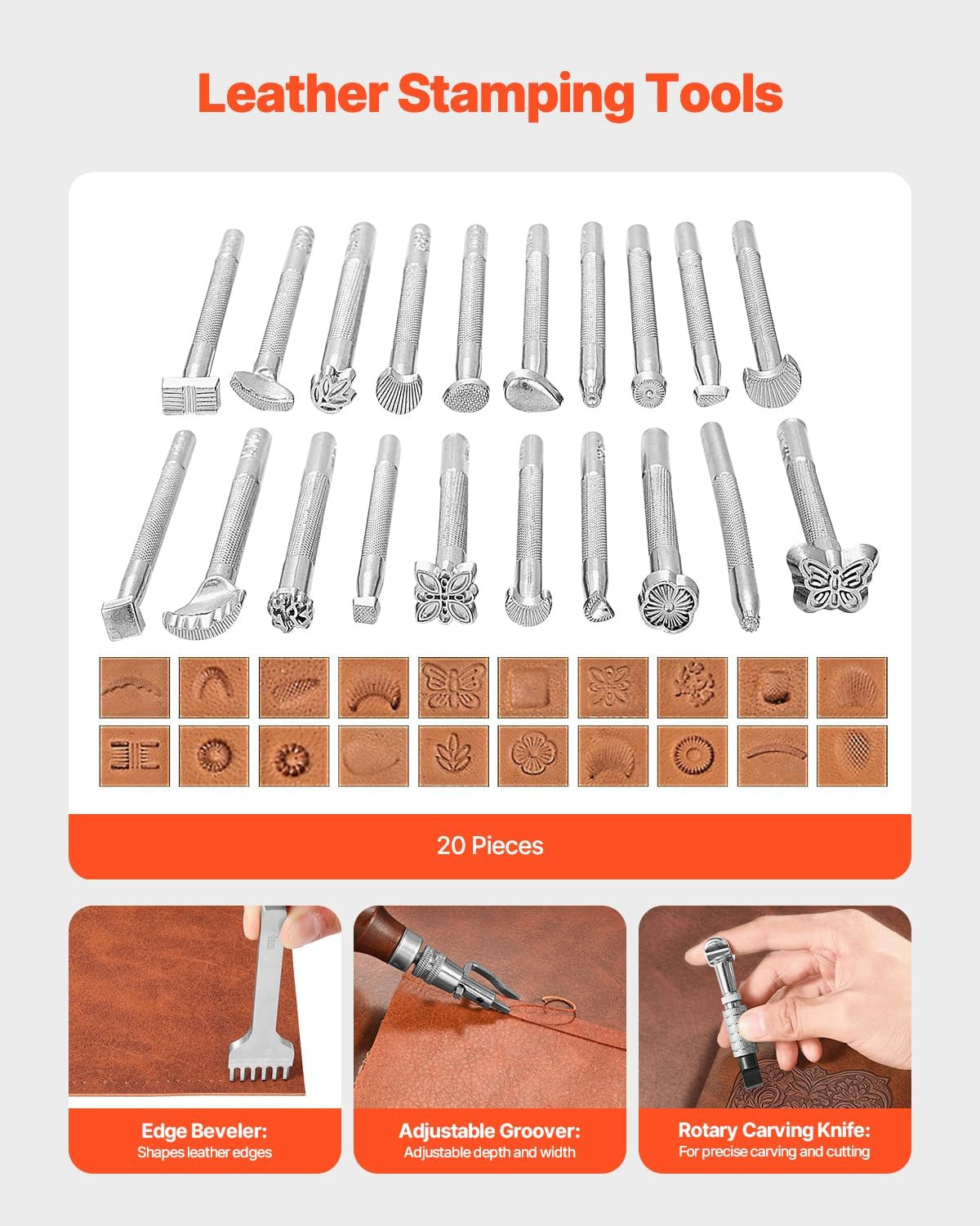 Leather Working Tools Kit, 72 PCS with Portable Leather Storage Bag, Engraving P