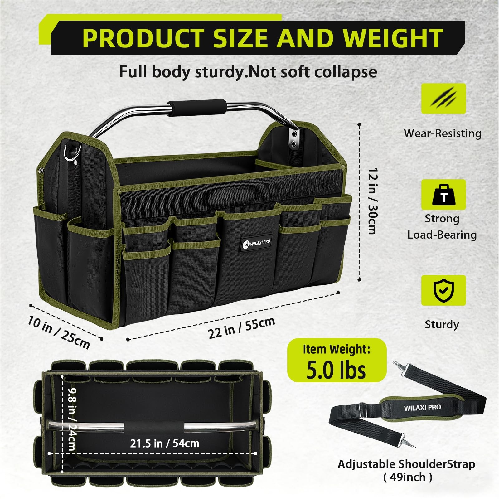 22in Tool Bags For Men Heavy Duty, 33 PCS Pockets Tool Bag Organizer Foldable…
