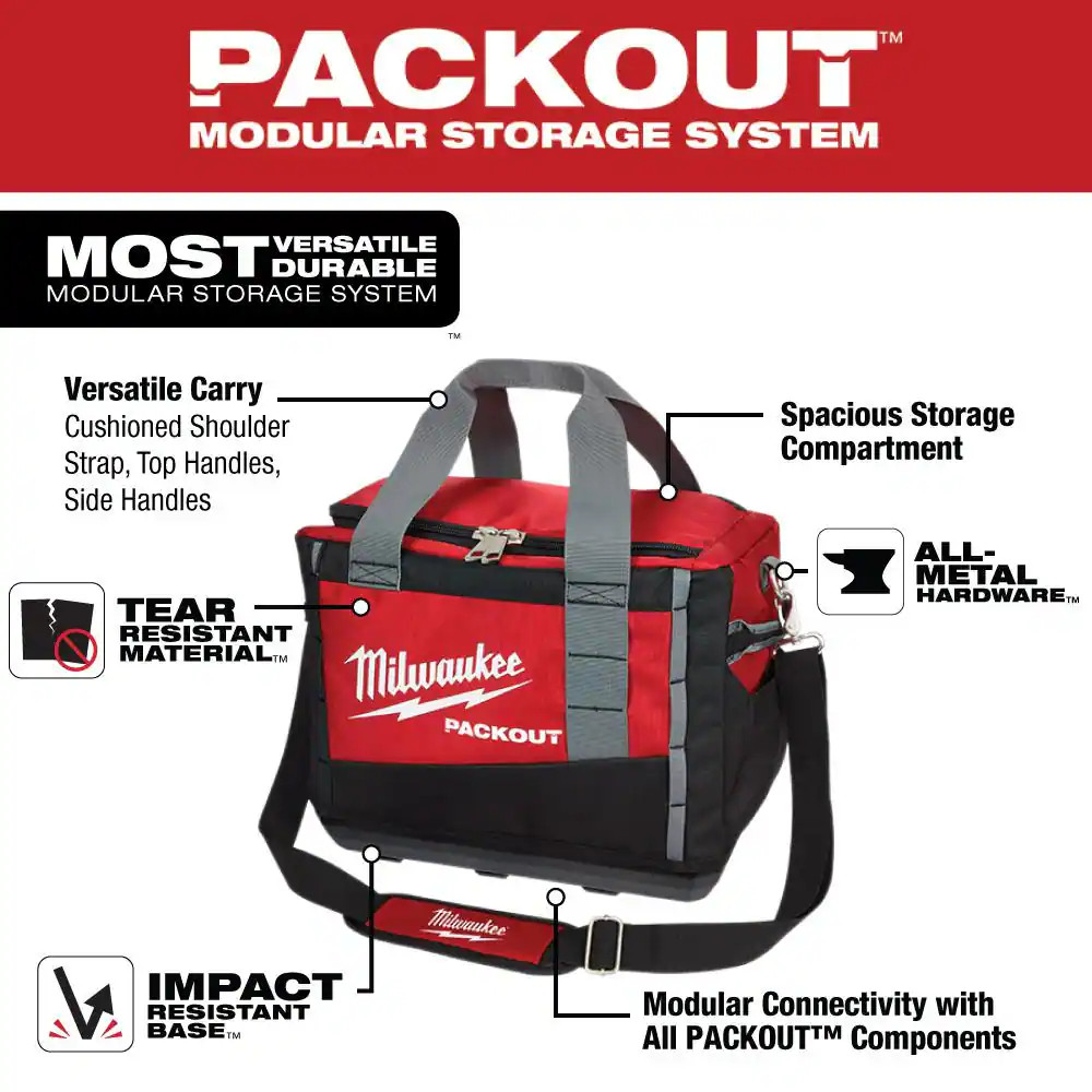Milwaukee 15 In. PACKOUT Tool Duffle Bag & Electrician Hand Tool Set (9-Piece)