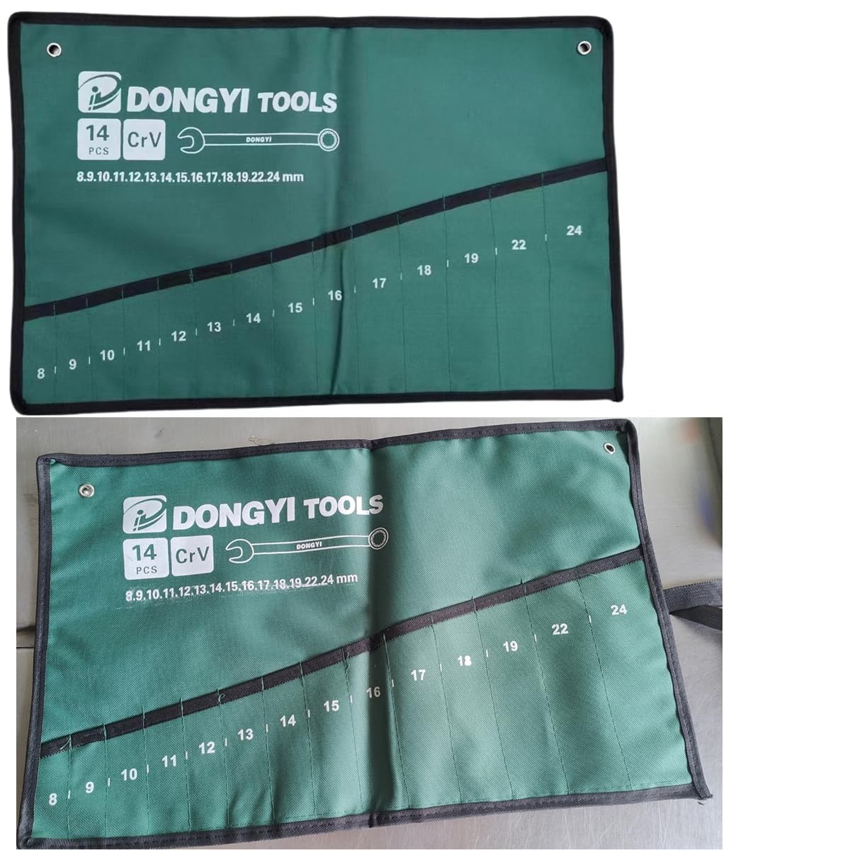 2 Pack Wrench Roll up Pouch Wrench Set Roll Organizer 14 Pocket Slot Canvas Tool
