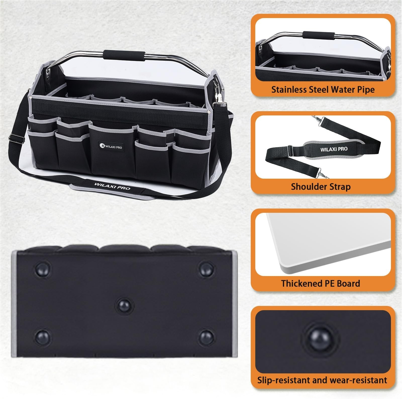 20in Tool Bags For Men Heavy Duty, 22 PCS Pockets Tool Bag Organizer Foldable…