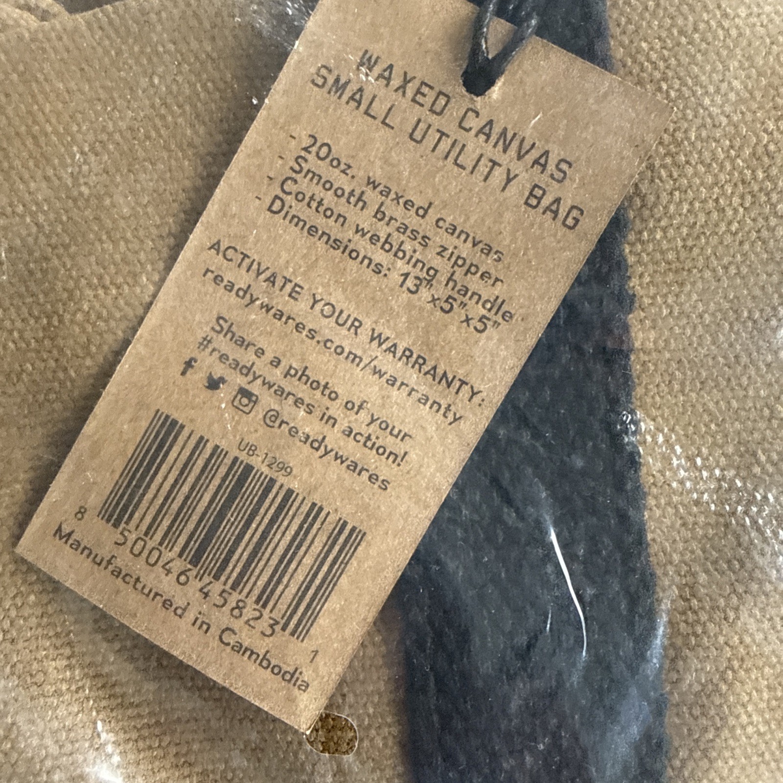 Readywares Small Utility Tool Bag Waxed Canvas Brown Brass Zipper Cotton Handle
