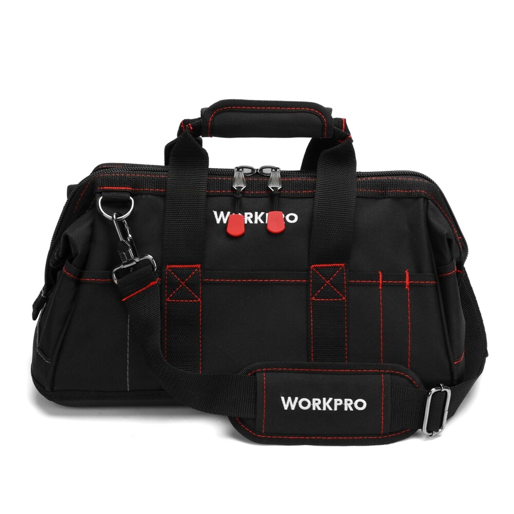 WORKPRO 16-inch Close Top Wide Mouth Tool Storage Bag Water Proof Rubber Base