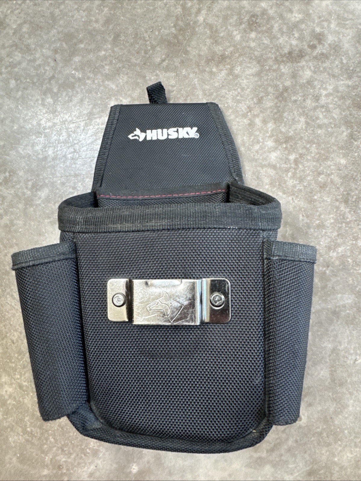 Husky 6.7 in. Durable Black 3-pocket Utility Tool Belt Pouch Carrier Jobsite