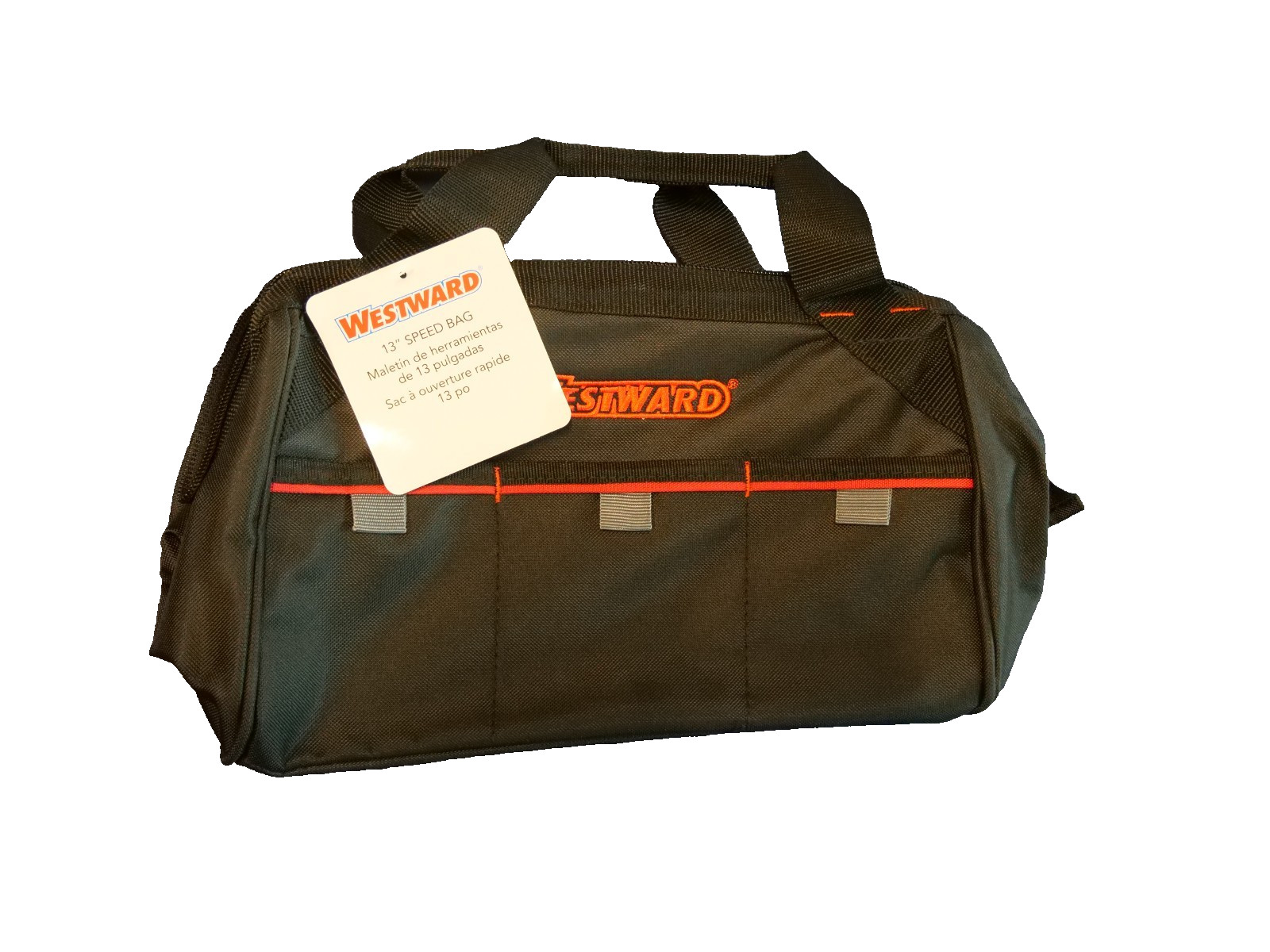 Westward 13″ Tool Bag – 3 Outside Pockets, Polyester, Black (53JW42)