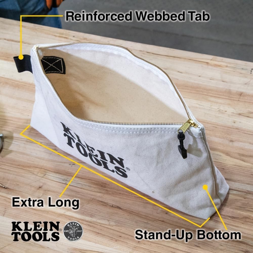 Durable 16-Inch Zipper Tool Pouch – Heavy-Duty with Stand-Up Bottom & Webbed Tab