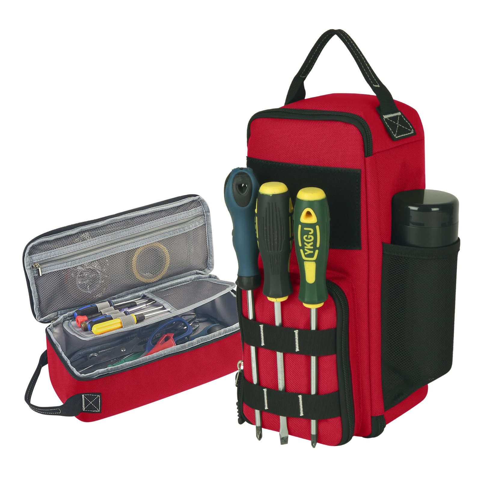 1 PCS 12.6 Inch Small Tool Bag Pouch Multiple Pockets Waterproof Zipper Red