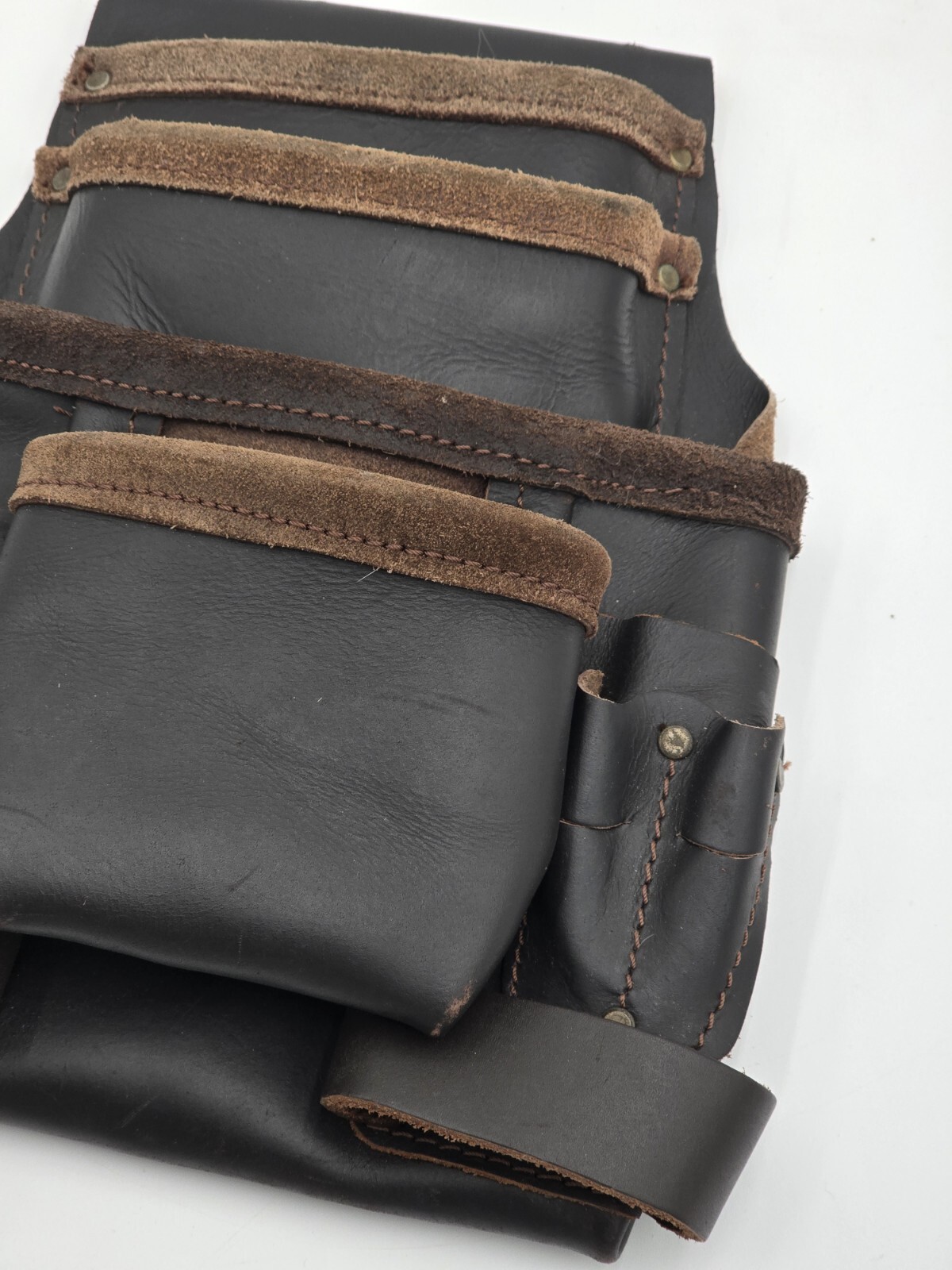 Leather Tool Belt Pouch 9”x11” Dark Brown Tan Genuine Leather High Quality
