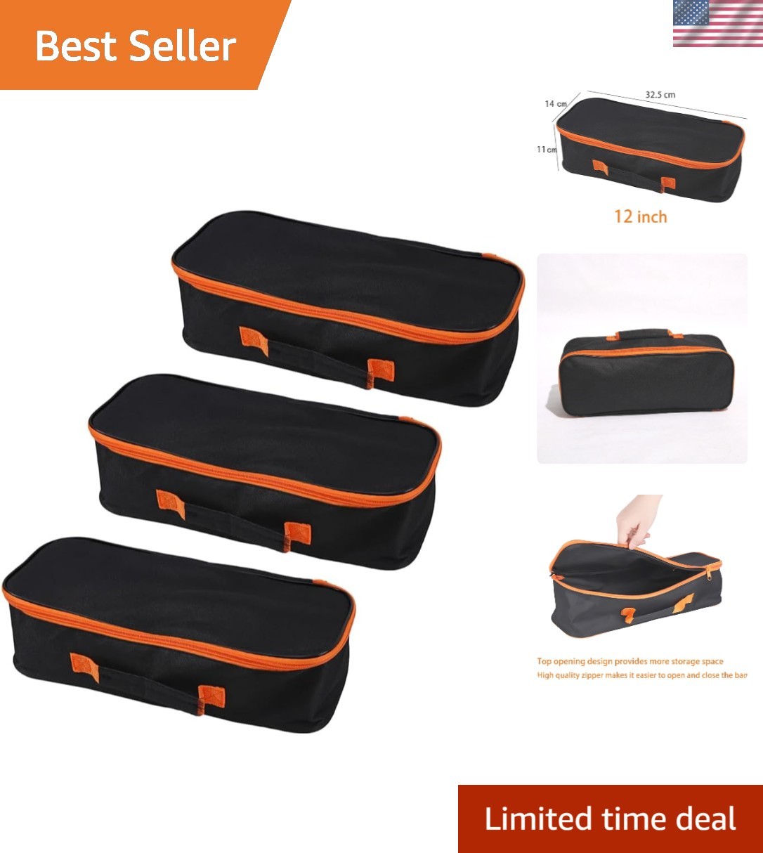 3pack Tool Pouch with Zipper Utility Small Tool Bag for Screw Plier Wrench Sc…