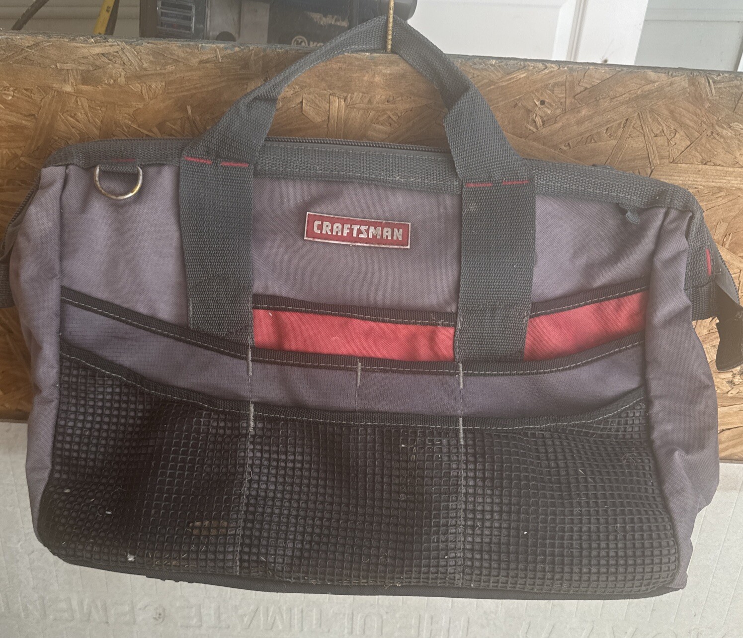 Craftsman 13×18”Large Mouth Tool Bag – Black/Red Used