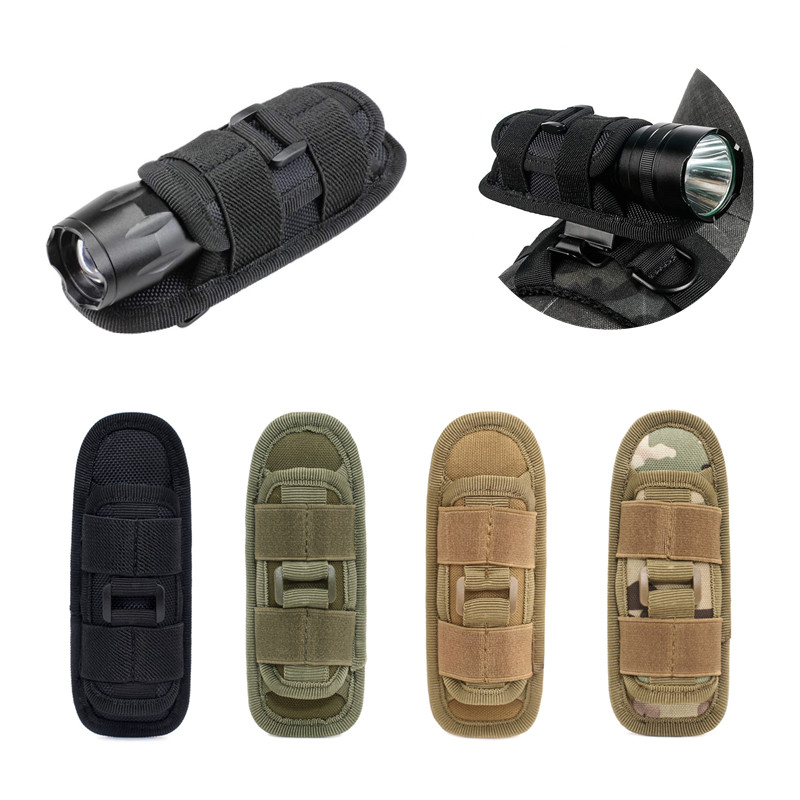 Tactical Flashlight Pouch Holster 360° Rotatable Flashlight Holder Bag Belt Clip
