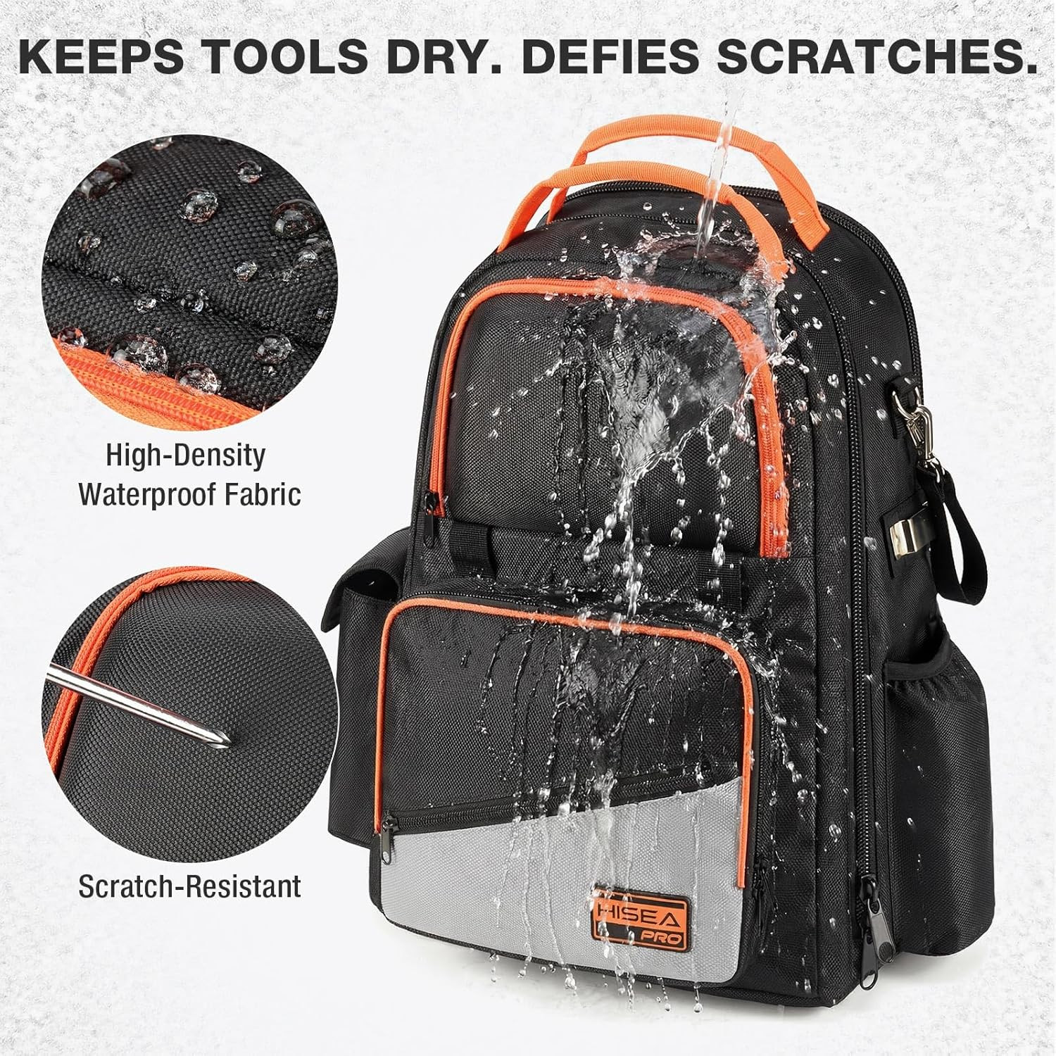 Heavy Duty Tool Backpack with 37 Pockets & Laptop Compartment – Waterproof