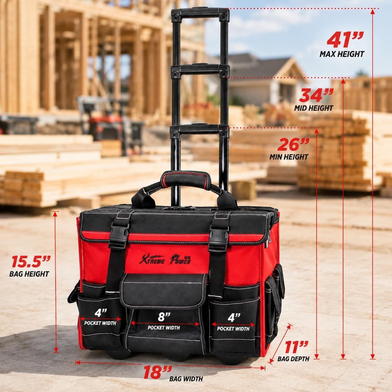 Portable Rolling Tool Bag for Mechanics & Contractors